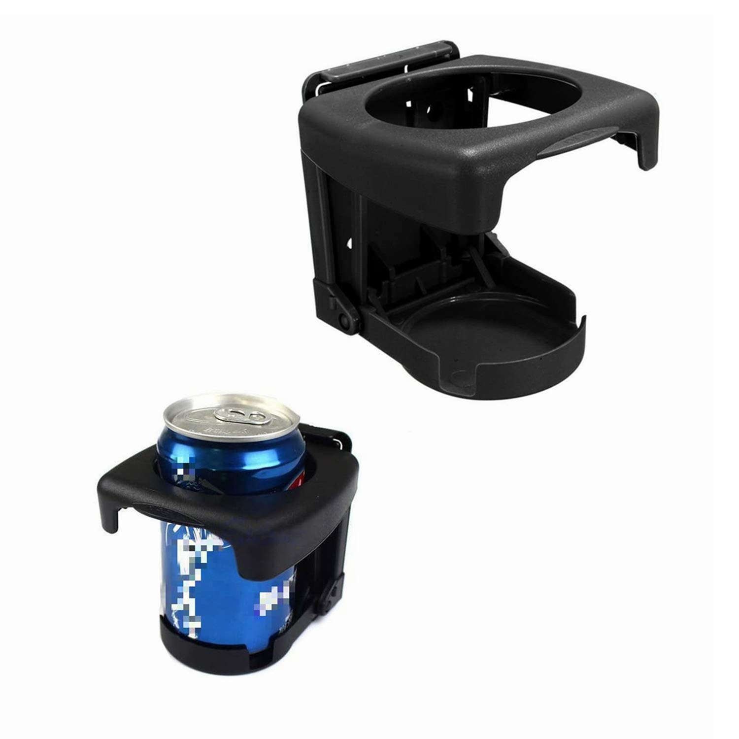 Car Cup Holder - Hard Plastic Folding Beverage Stand for Water Bottles, Coffee Tumblers, Mugs & Soda Cans - Universal Vehicle & Truck Accessory (Black) - Perfect for Road Trips, Commuting & Travel