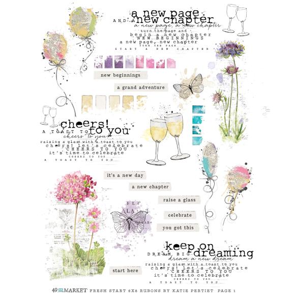 49 And Market Rub On Transfer Set - Fresh Start Scrapbooking Kit for DIY Cards, Albums & Home Decor - Perfect for Crafting, Scrapbooking & Memory Keeping