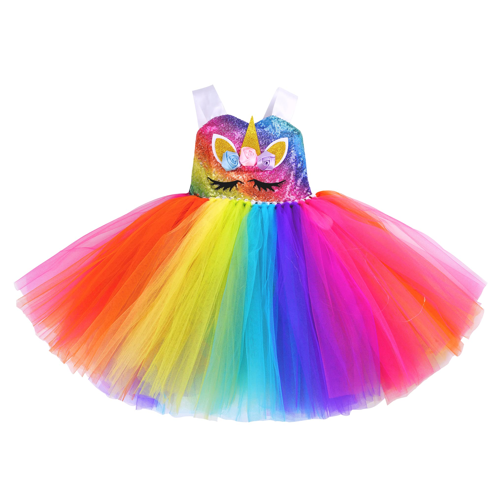 LED Unicorn Costume for Girls - Light Up Rainbow Tutu Dress with Headband for Halloween, Birthday & Holiday Parties | Magical Dress Up & Photo Shoot Outfit