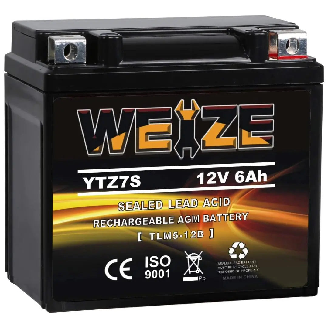 WEIZE YTZ7S BS 12V 6Ah High Performance AGM Motorcycle Battery - Maintenance Free, Compatible with Honda TRX450ER TRX450R ATV - Perfect for Off-Road Adventures and Long Rides