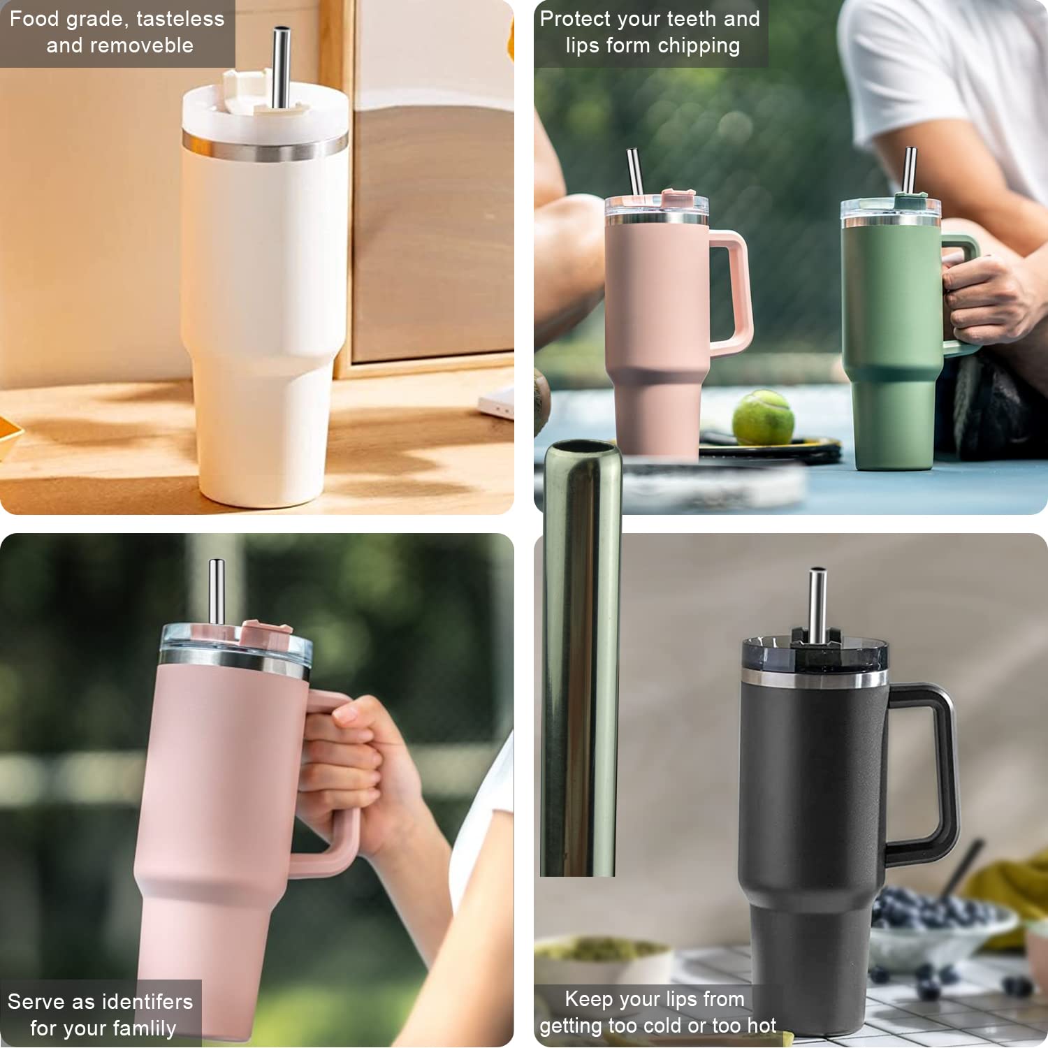 Stainless Steel Straws for Stanley Tumbler - 6 Pack with Brush | Travel & Outdoor Use