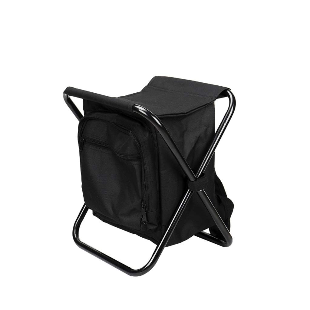 Portable Folding Chair with Backrest - Lightweight Camping, Fishing & Outdoor Chair with Insulated Cooler Bag - Perfect for Picnics, Hiking, Beach & Backpacking (Black)