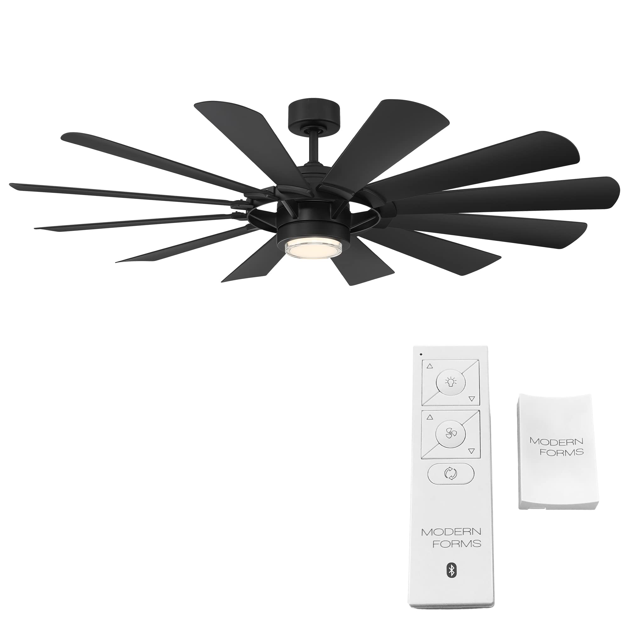 Wyndmill Smart 65in Matte Black Ceiling Fan with 12 Blades, 2700K LED Light Kit, Remote Control, Alexa & App Compatibility for Indoor and Outdoor Use in Living Rooms, Bedrooms, and Patios