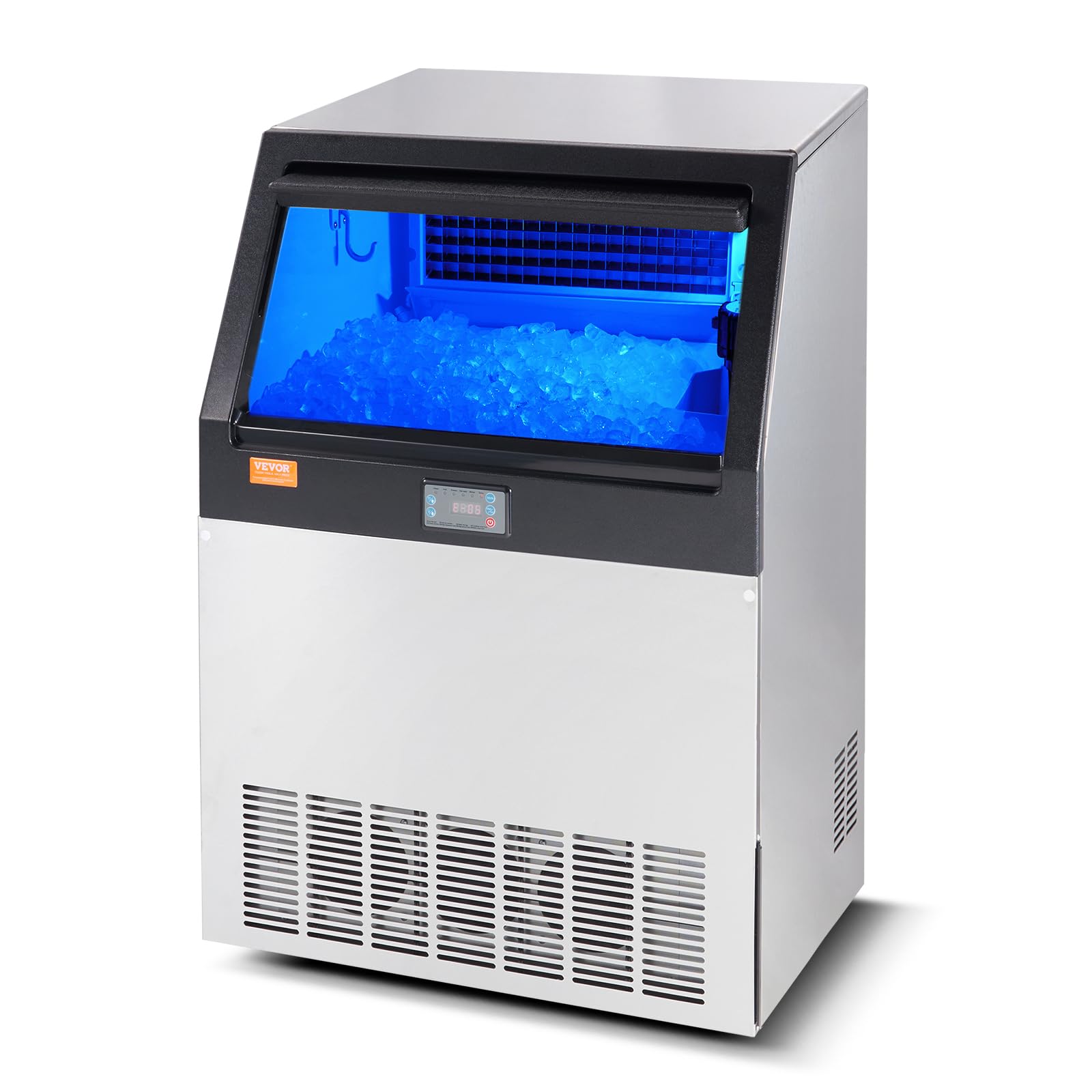 VEVOR Commercial Ice Maker Machine 265LBS/24H with 80LBS Storage - Fast 12-15 Minute Ice Production (90 Cubes) - Perfect for Bars, Restaurants, Home & Office Use - Countertop Ice Machine for Cocktails, Beverages & Food Display