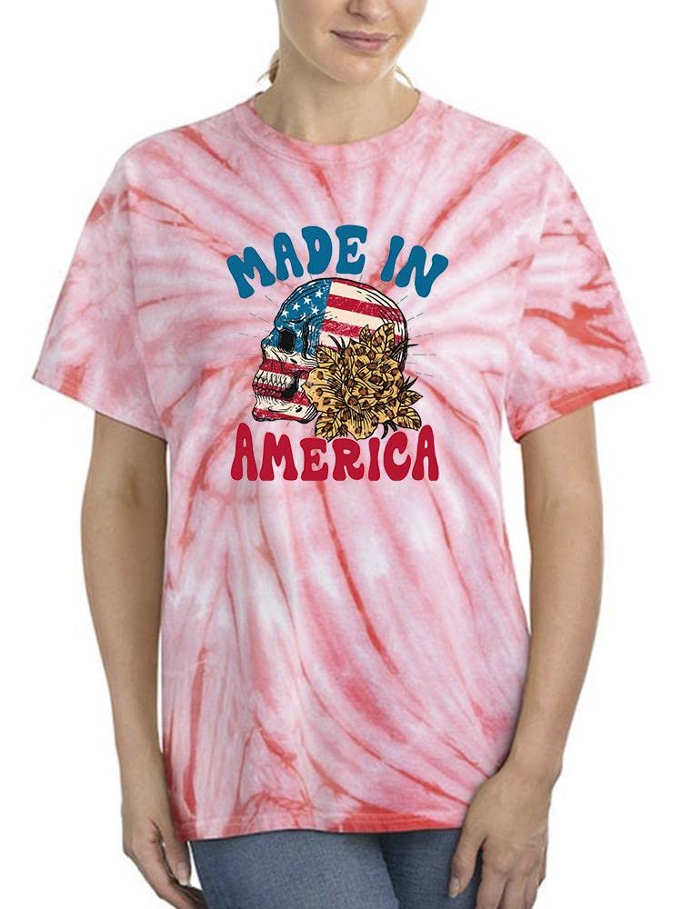 Skull with Rose Tie Dye Cyclone Women's T-Shirt | Made in USA | Vintage Rock Style for Concerts & Casual Wear