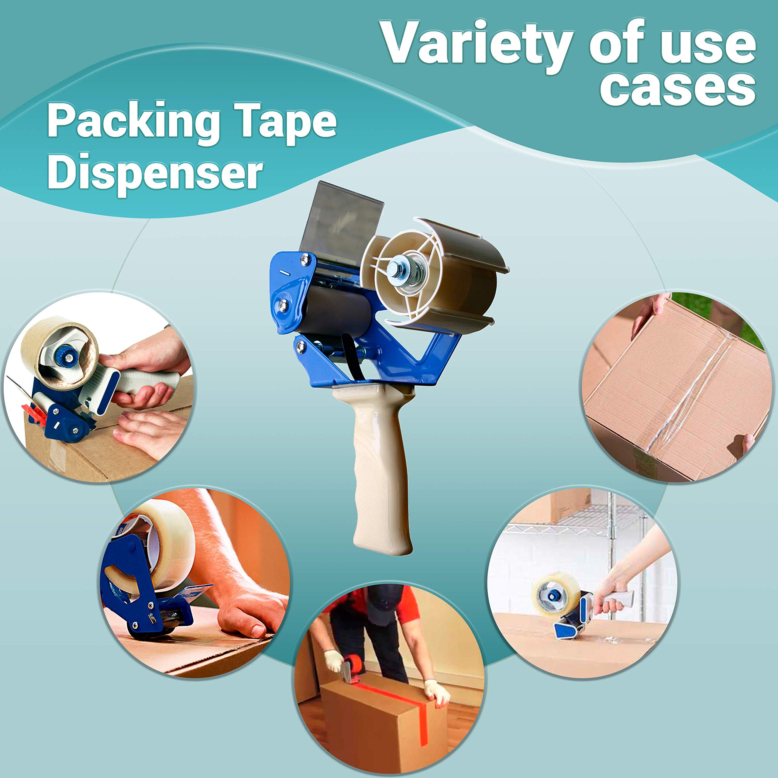 APQ Heavy Duty Side Loading Tape Dispenser for 3 Inch Packing Tape - Industrial Strength Handheld Tape Gun for Shipping, Moving & Box Sealing | Lightweight & Portable for Warehouse, Office & Home Use