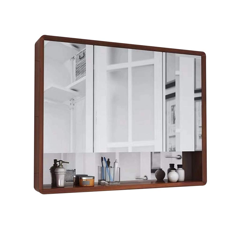 Bathroom Mirrored Medicine Cabinet - Wall Mounted Storage with Adjustable Shelves & Open Compartments | Space Saving Bathroom Organizer for Makeup, Toiletries & Essentials