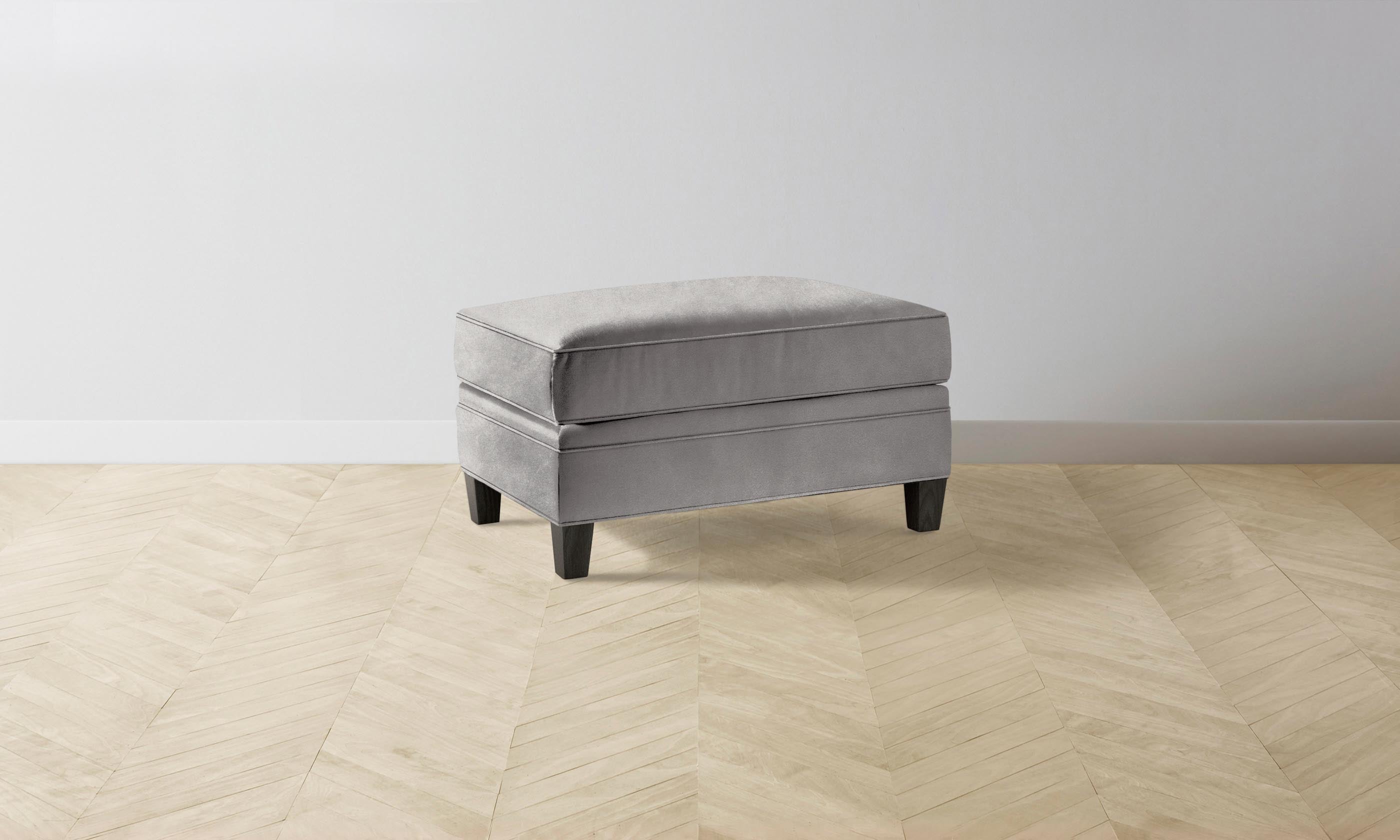 Premium Carmine Ottoman - Genuine Nubuck Leather in Asphalt Color | Modern Footstool for Living Room, Bedroom & Office Decor