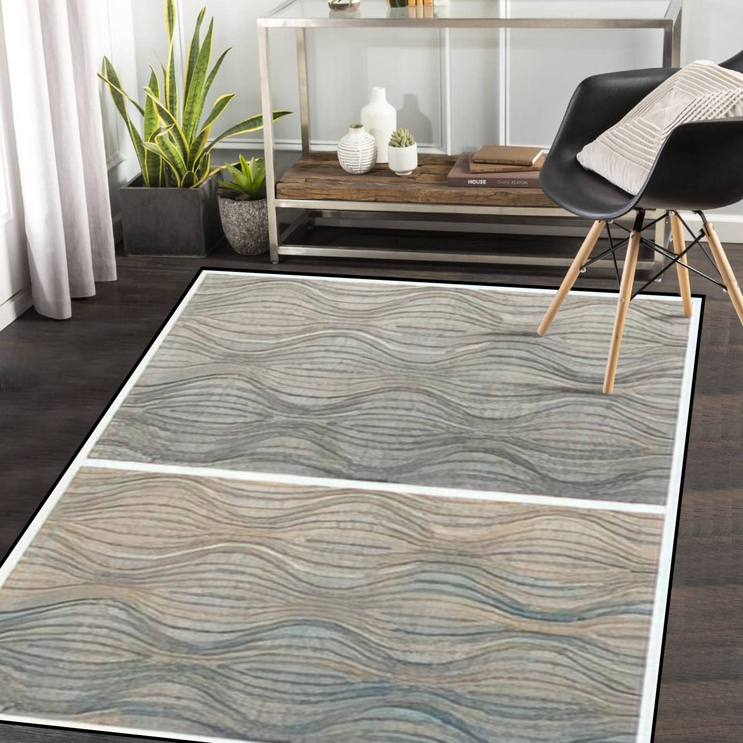 Distressed Woven Non-Slip Area Rugs - Soft Ethnic Design Carpet for Indoor & Outdoor Use - Perfect for Living Room, Bedroom, Bathmat, Yoga Mat & Home Decor