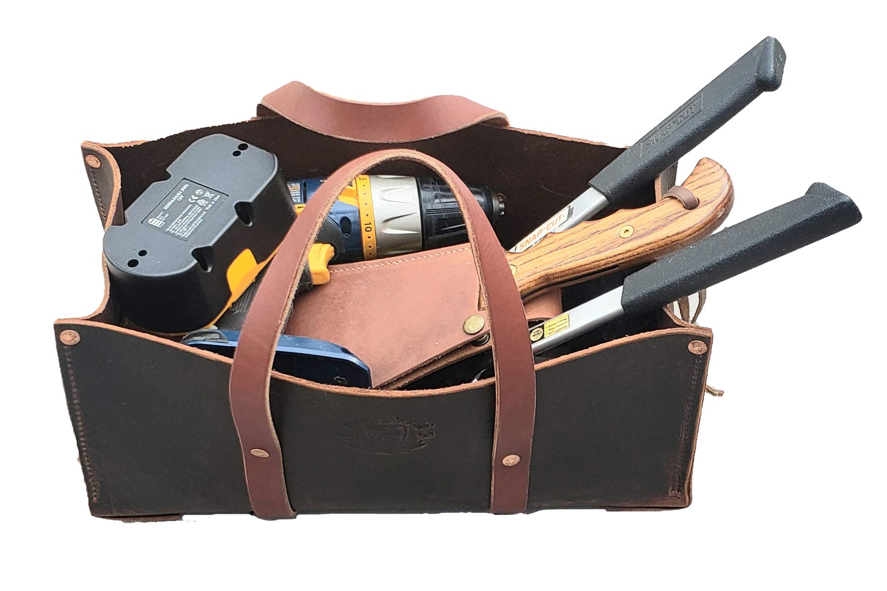 **Premium Buffalo Leather Tool Bag - Heavy Duty Woodman's Pal Tote for Hand Tools, Gardening & Outdoor Gear | Durable Leather Organizer (Crazy Horse Black) | Perfect for Craftsmen, Gardeners & Outdoor Enthusiasts**