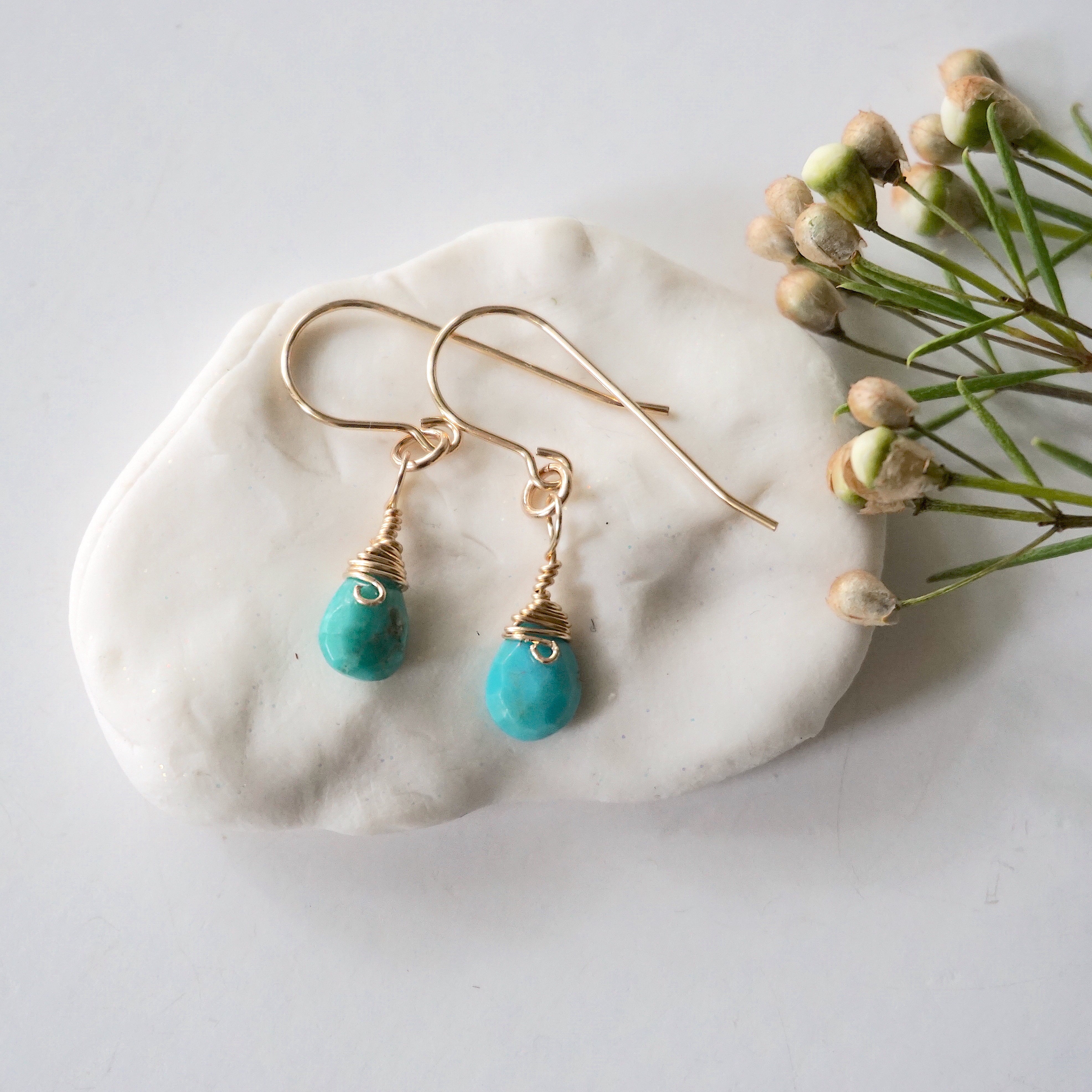 Turquoise Teardrop Earrings - 14k Gold Filled Dangle Earrings for Women | Boho Chic Jewelry for Everyday Wear & Special Occasions