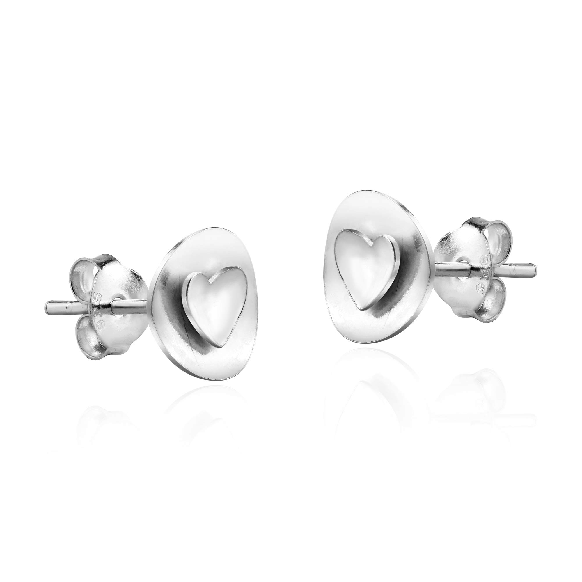 AeraVida Sterling Silver Heart Cut-Out Stud Earrings for Women - Minimalist Love Inspired Jewelry - Perfect Gift for Daughter, Girlfriend & Wife - Everyday Wear, Date Night & Special Occasions