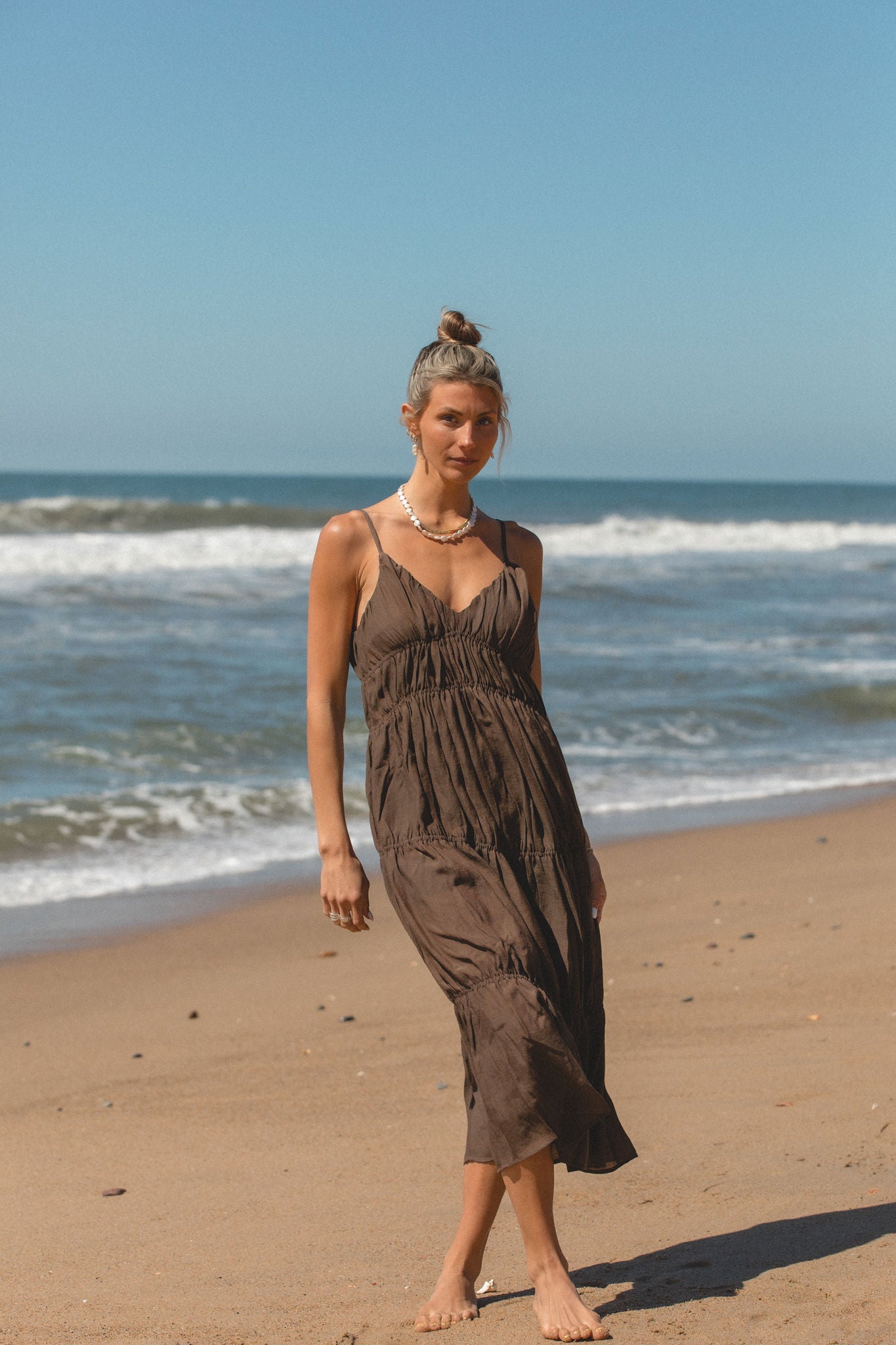 Floral Garden Party Midi Dress for Women - Summer A-Line Tea Dress with Puff Sleeves | Perfect for Outdoor Weddings, Brunch & Vacation Outfits