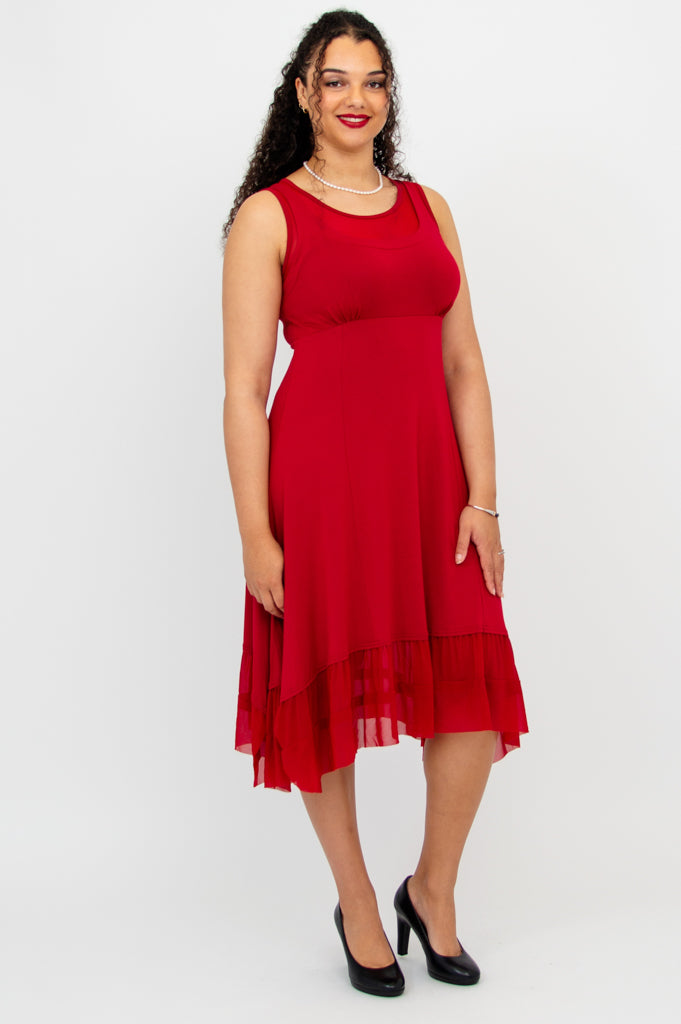 Danube Women's Dress - Red Lipstick Print, Soft Bamboo Fabric - Perfect for Casual Outings, Parties & Summer Wear