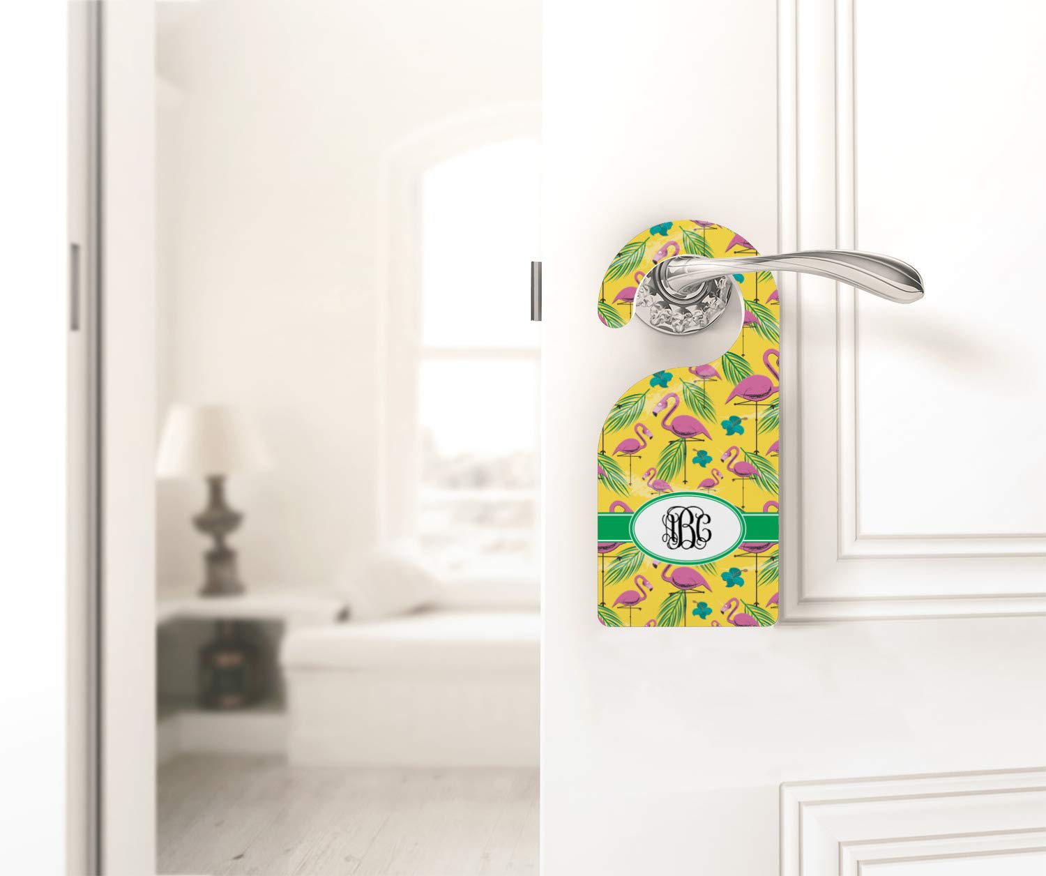 Custom Pink Flamingo Door Hanger - Personalized Home Decor for Birthday, Baby Shower & Summer Party Decorations