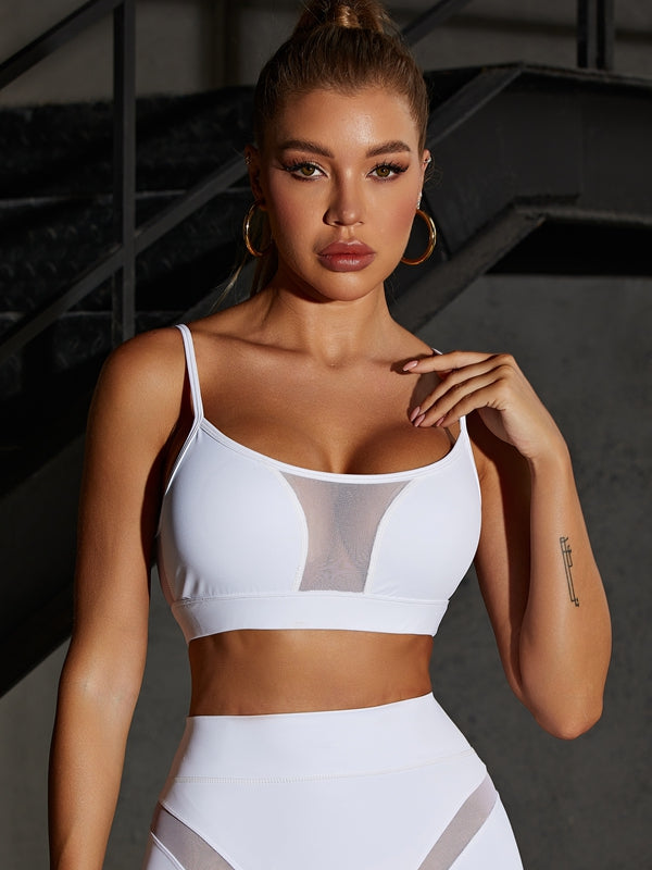 ZASUWA Women's Sexy Mesh Sports Bra - Breathable Workout Top for Yoga, Running & Gym - Plus Size Activewear