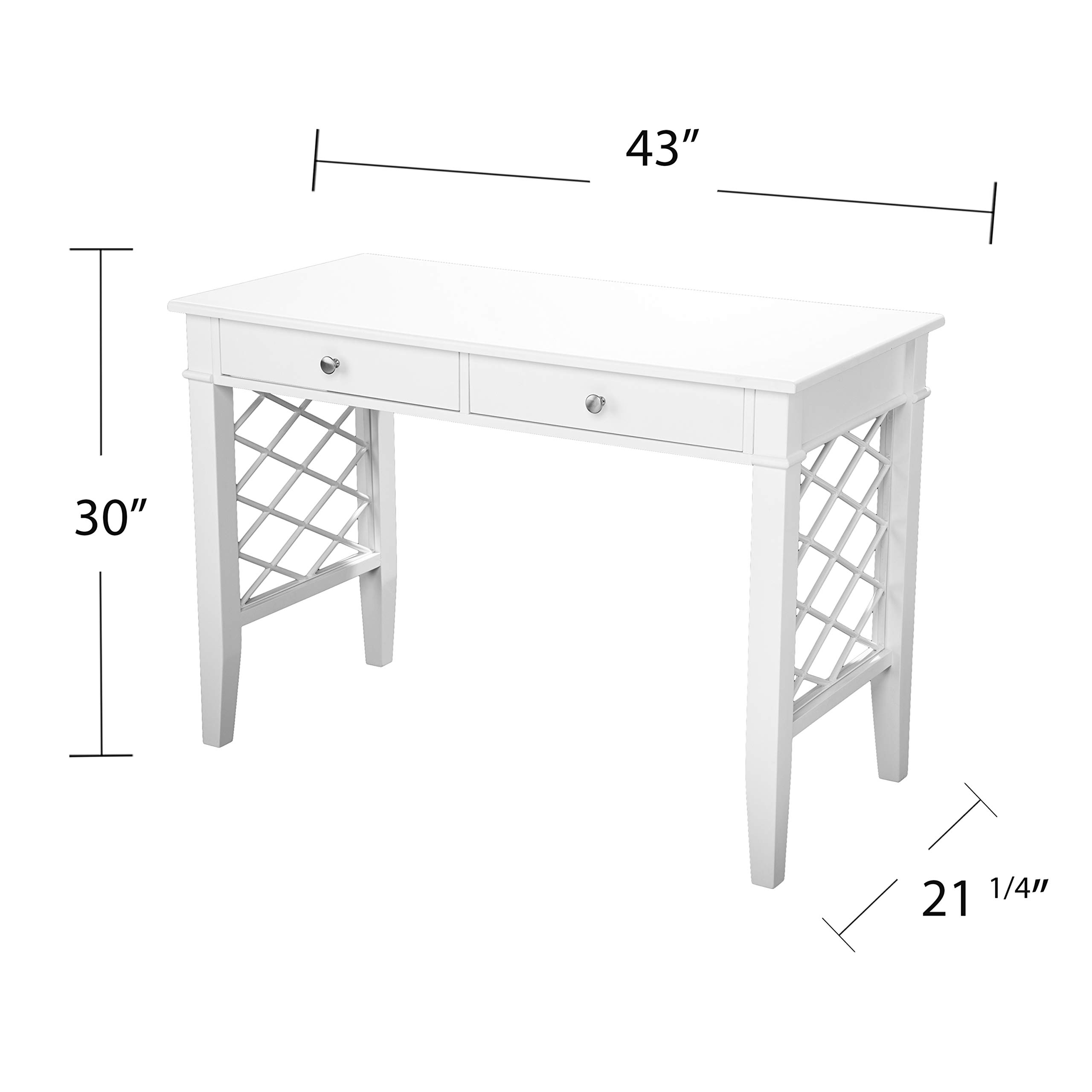 SEI Furniture Glenburg White Writing Desk - Modern Home Office Desk for Small Spaces, Study & Work from Home
