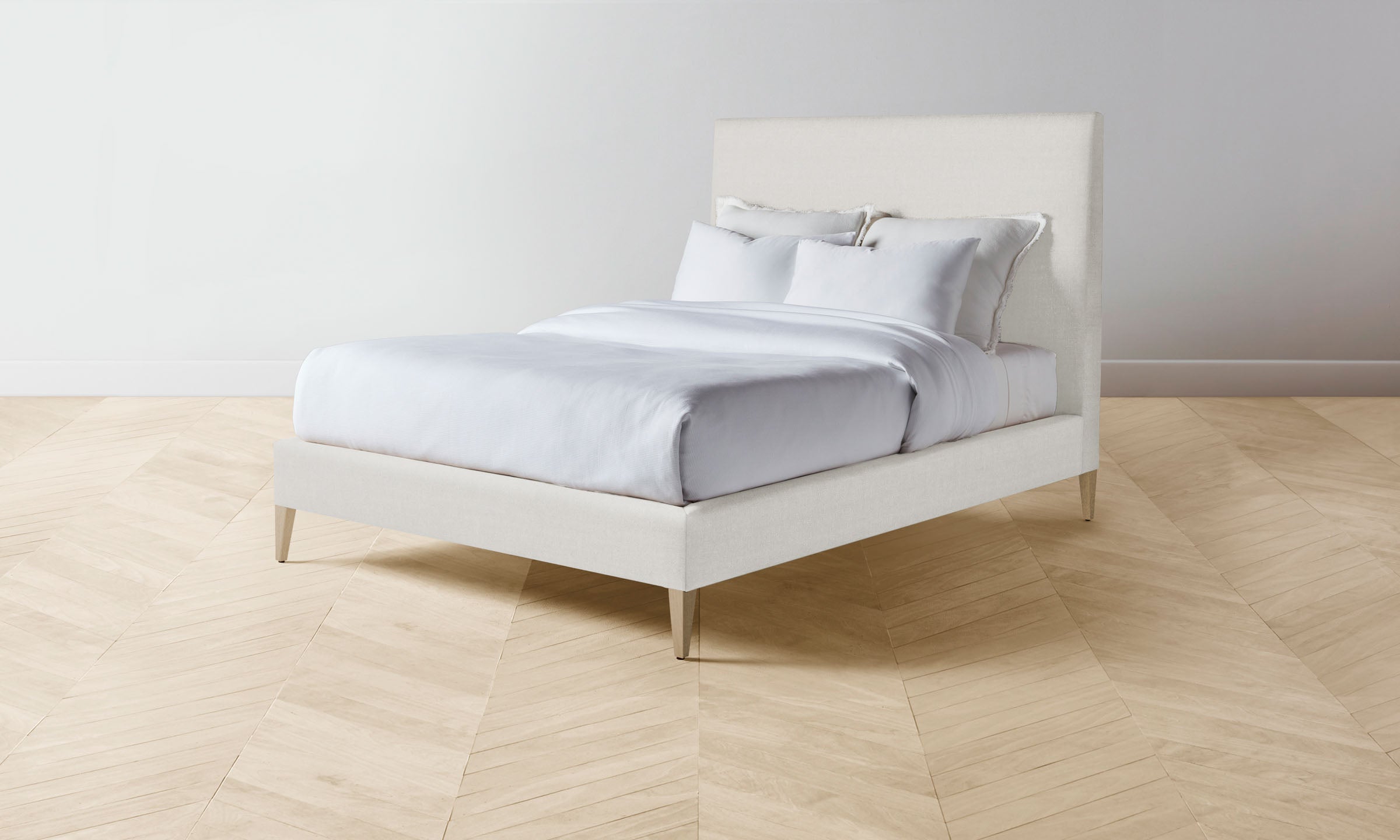 The Essex Bed - Premium Italian Brushed Wool Vanilla Bed Frame | Luxurious Bedroom Furniture for Modern Home Decor