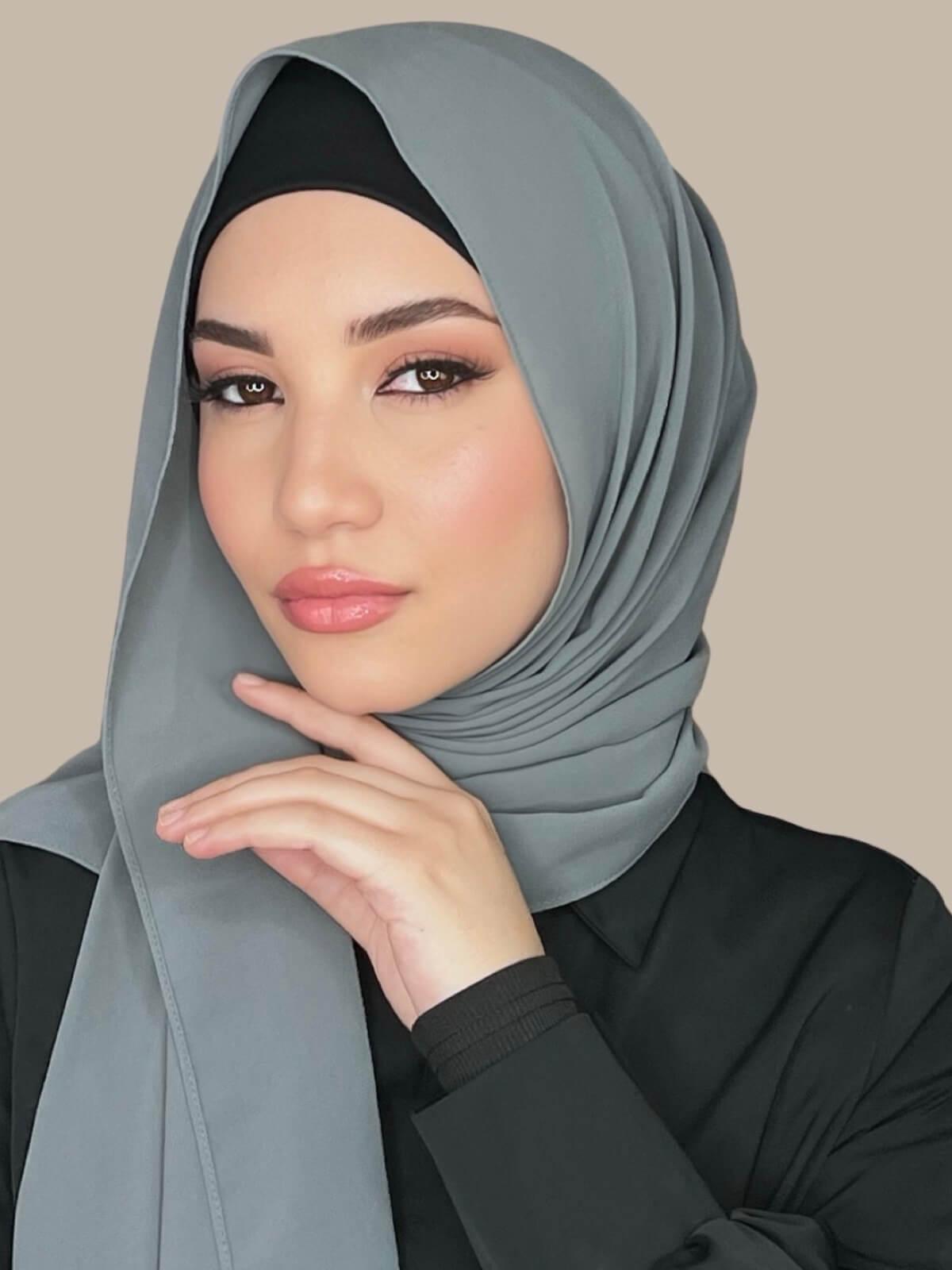 Elegant Classic Chiffon Hijab Scarf - Charcoal Gray - Perfect for Daily Wear, Prayer & Special Occasions