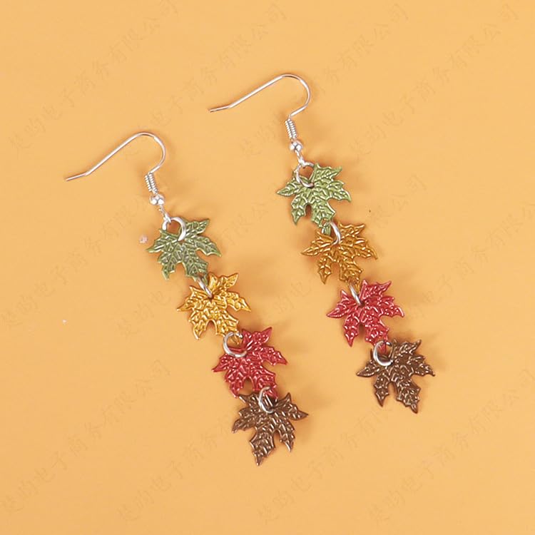 Red Maple Leaf Earrings for Women - Unique Long Pearl Acrylic Dangle Drop Earrings | Fall Autumn Leaf Jewelry for Christmas, Thanksgiving & Seasonal Outfits | Perfect for Holiday Parties, Office Wear & Special Occasions