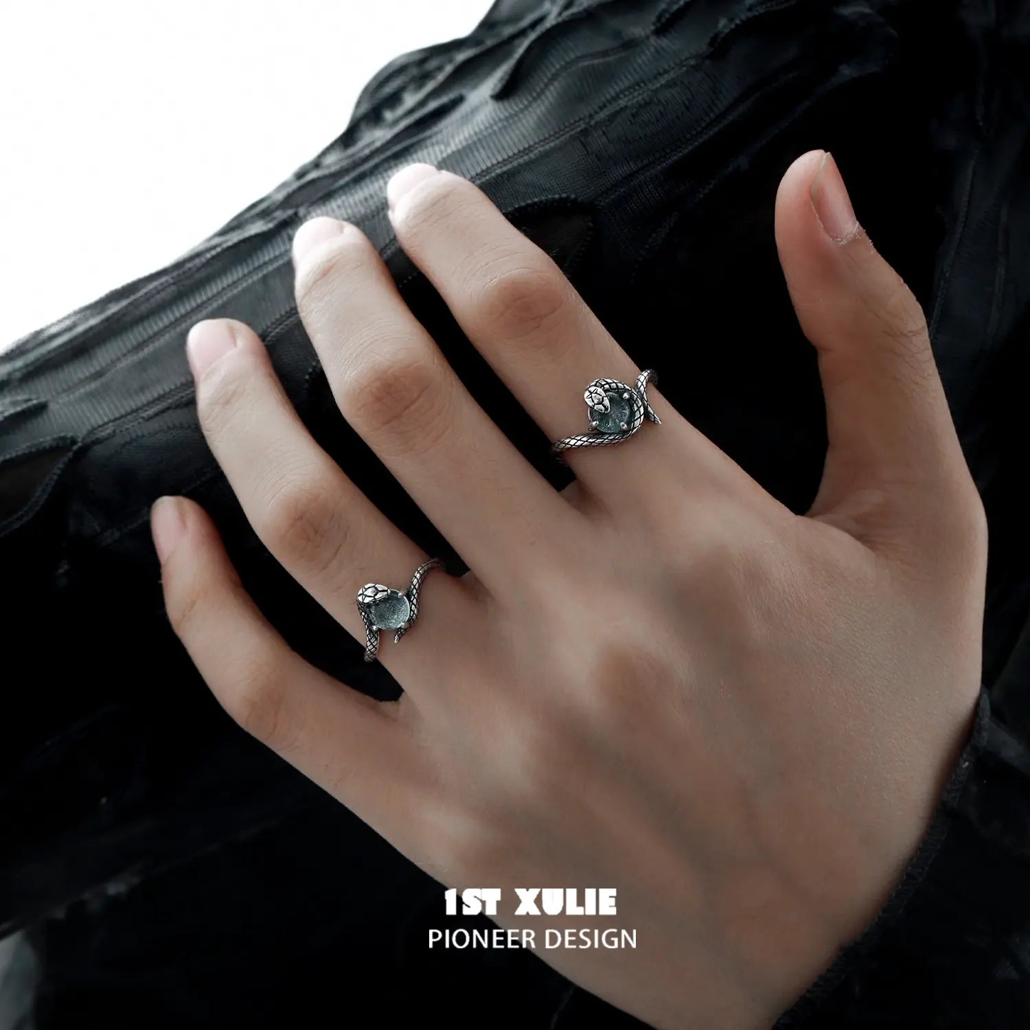 S925 Sterling Silver Snake Bite Energy Crystal Couple Rings for Men & Women - Perfect for Romantic Gifts, Anniversary, and Spiritual Healing Jewelry