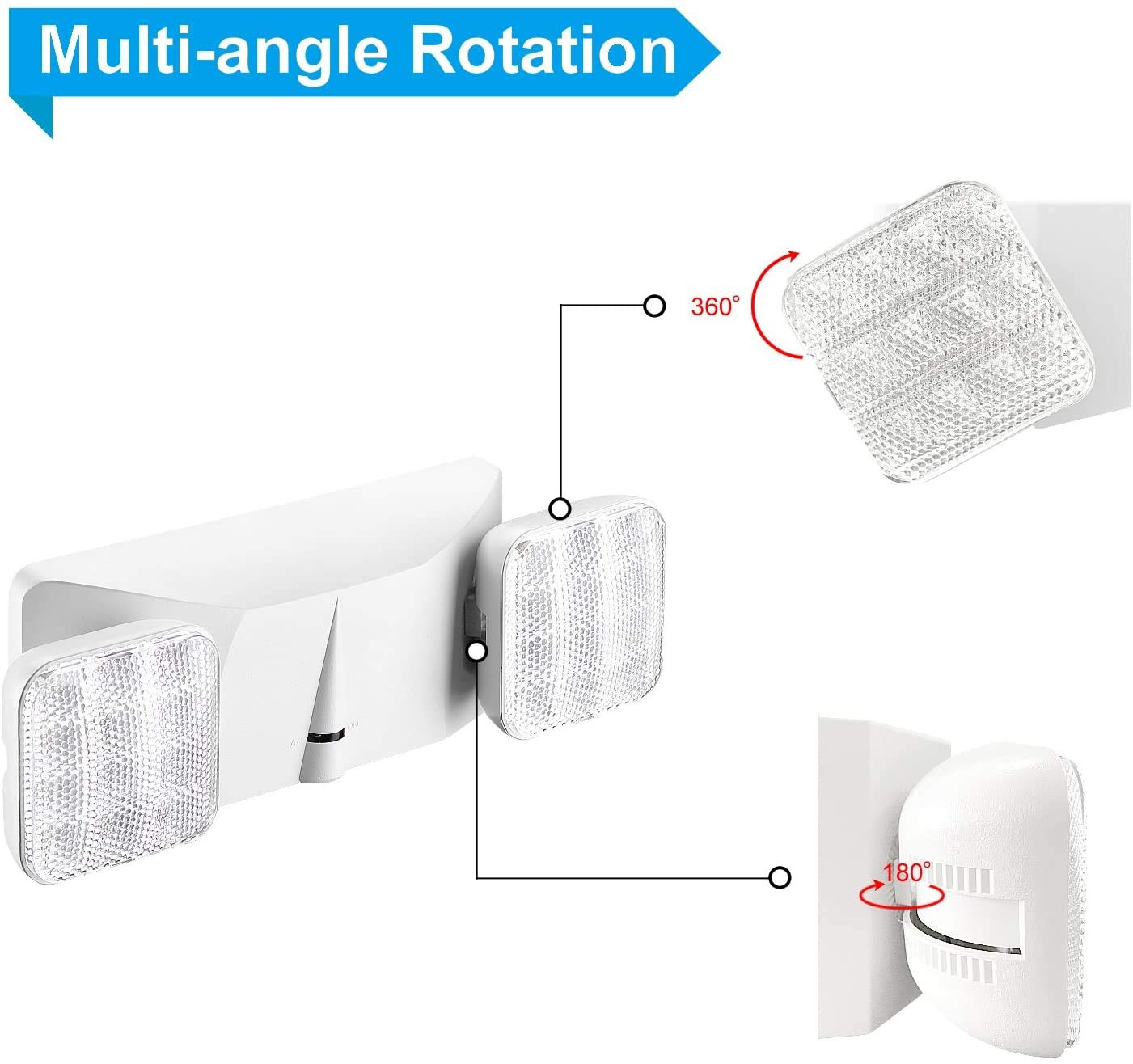 4 Pack UL Listed LED White Commercial Lighted Exit Signs with Emergency Backup Lights - US Standard Indoor Safety Exit Signs for Offices, Schools, and Buildings - Two Head Emergency Lighting by Lithonia