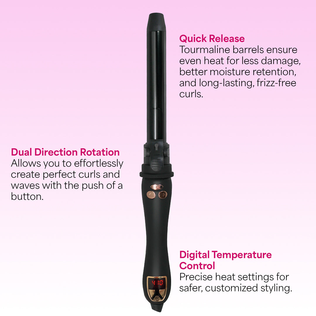 InstaCurl Interchangeable Automatic Curling Wand - 3 Barrel Sizes for Beach Waves, Loose Curls & Tight Ringlets | Perfect for Home Styling, Weddings & Special Occasions