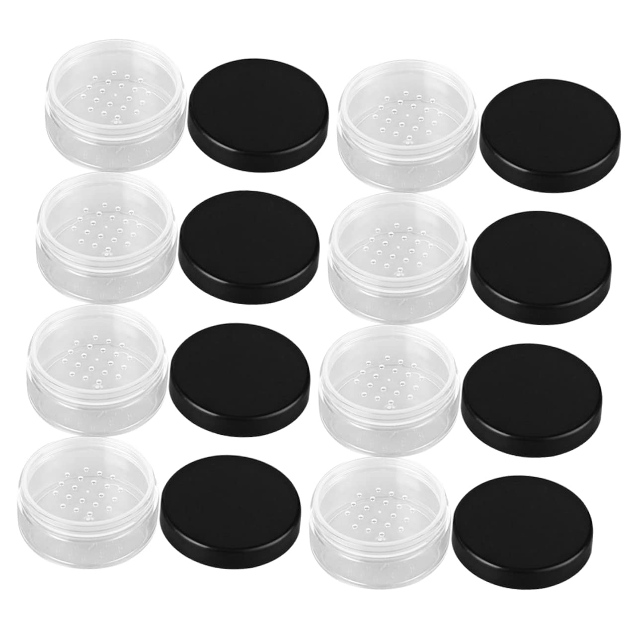 8-Piece Clear Makeup Powder Box Set - Minkissy Travel-Friendly Blush Puff & Loose Powder Containers with Sieve | Perfect for Eyeshadow, Blush & Cosmetic Organization at Home or On-The-Go