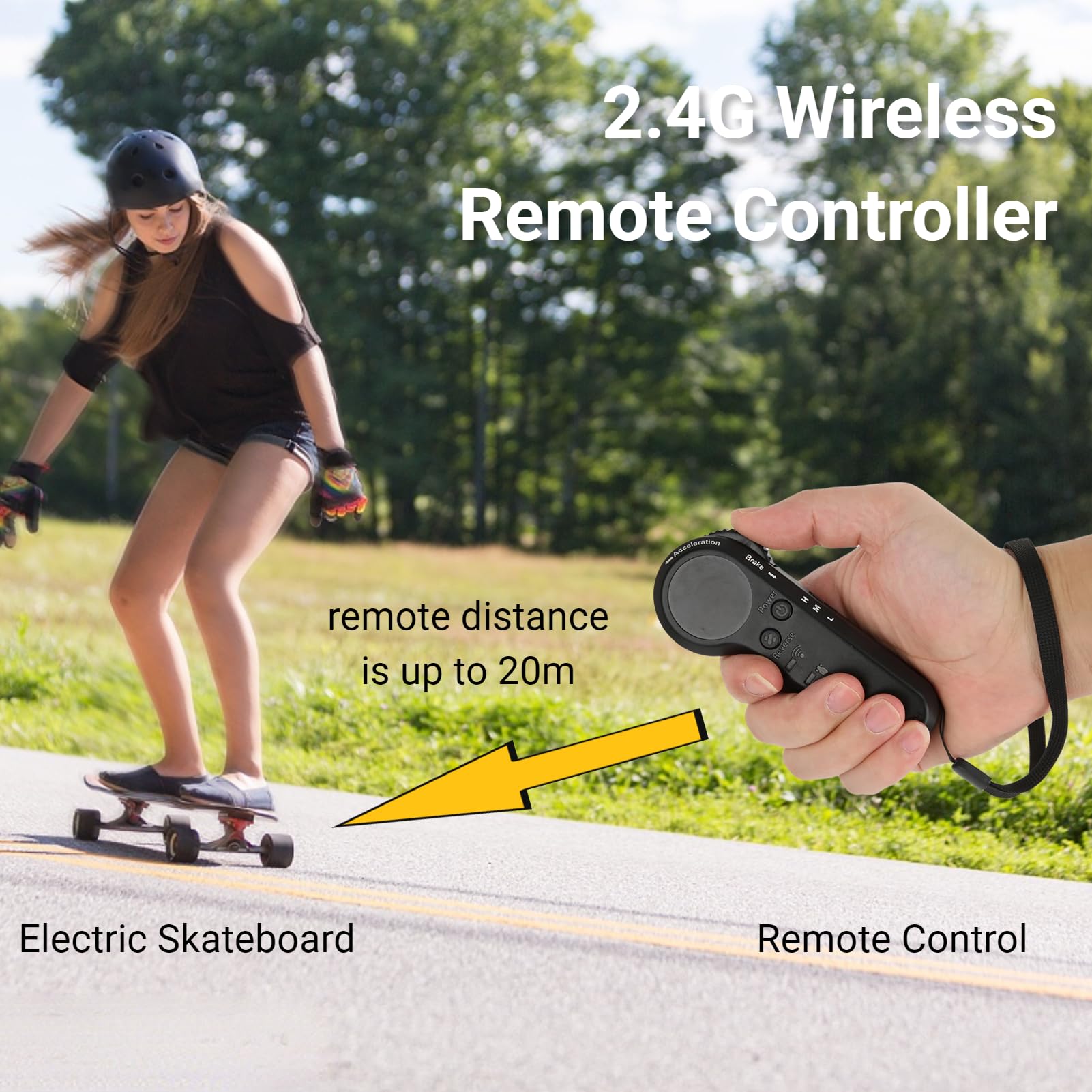 2.4G Wireless Remote Control for Electric Skateboard - Replacement Handheld Controller with Long Range for 4-Wheel Skateboards | Perfect for Commuting, Cruising & Outdoor Adventures