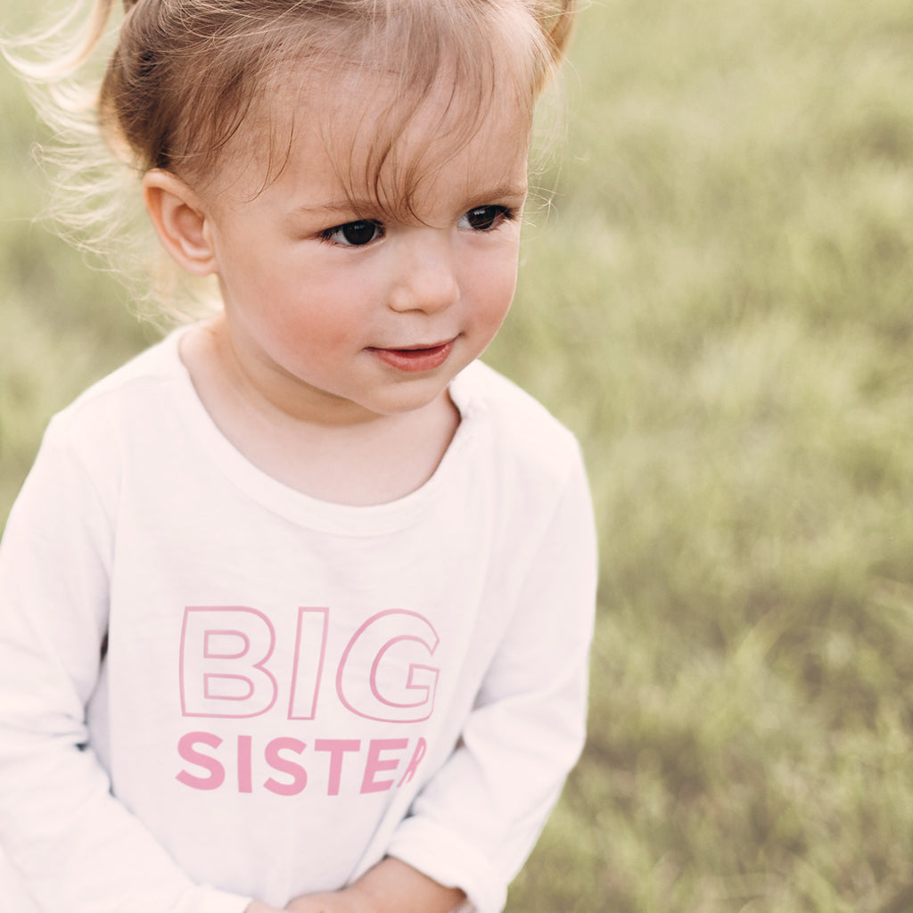 Custom Big Sister T-Shirt - Long Sleeve Cotton Tee for Siblings - Perfect for Family Photos & Birthday Gifts