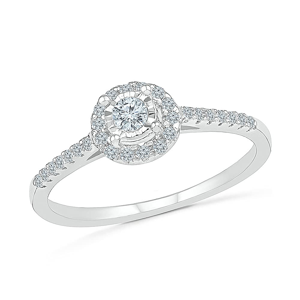 10KT White Gold Round Diamond Promise Ring (1/4 cttw) - Elegant Engagement & Anniversary Jewelry Gift for Her | Perfect for Proposals, Weddings & Special Occasions