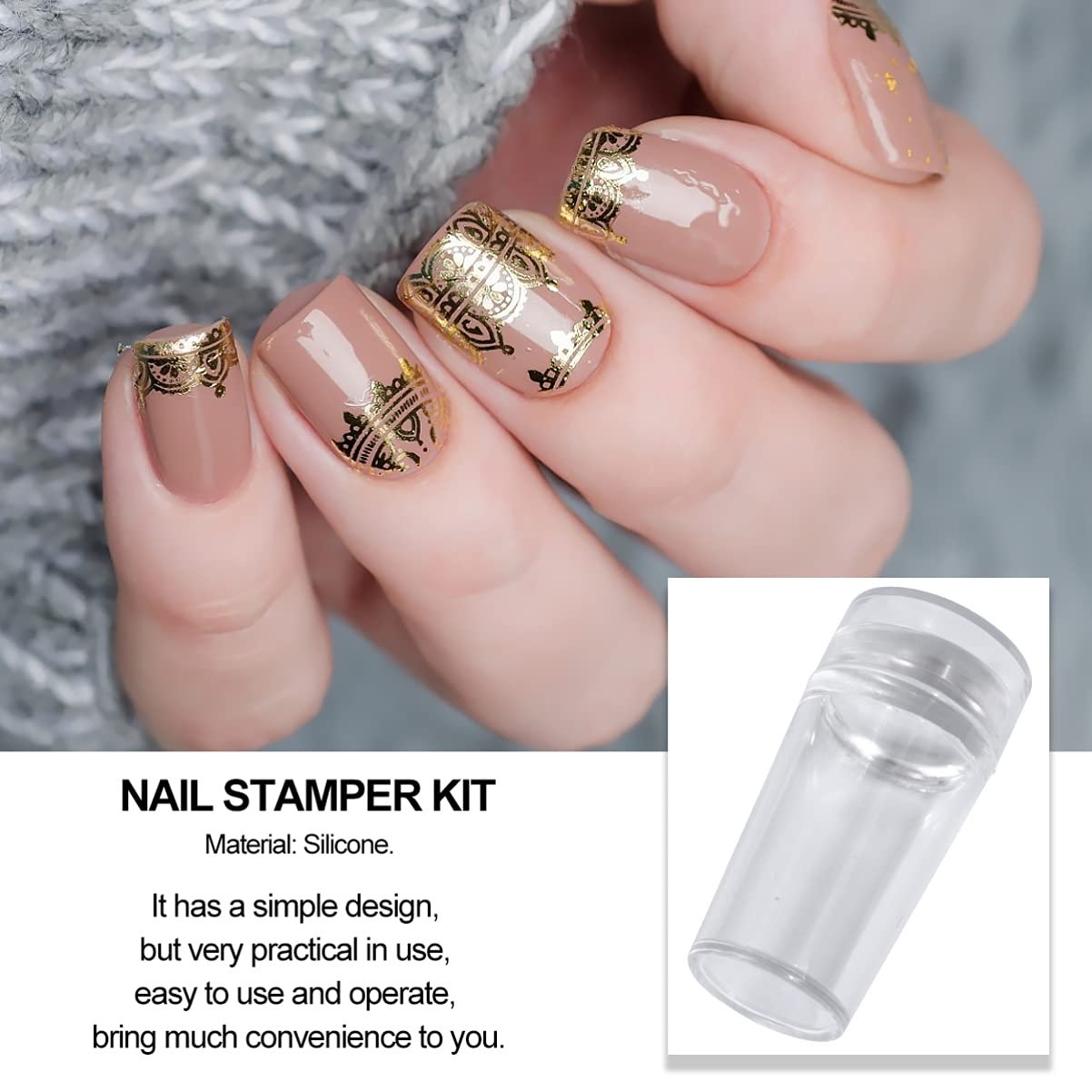 Lurrose 4-Piece Transparent Handle Silicone Nail Art Printer Set with Lid & Seal - Nail Polish Stamper, Jelly Stamper for Nail Art & Crafts - Perfect for DIY Manicures, Salon Use & Professional Nail Artists