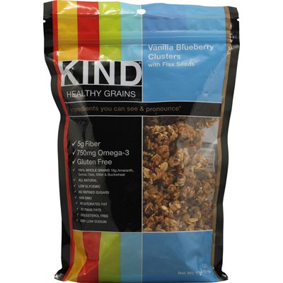 Kind Healthy Grains Vanilla Blueberry Clusters With Flax Seeds - 11 Oz (Pack of 6) - Crunchy Breakfast Cereal, Healthy Snack for Kids & Adults, Perfect for Yogurt Topping & On-the-Go Nutrition