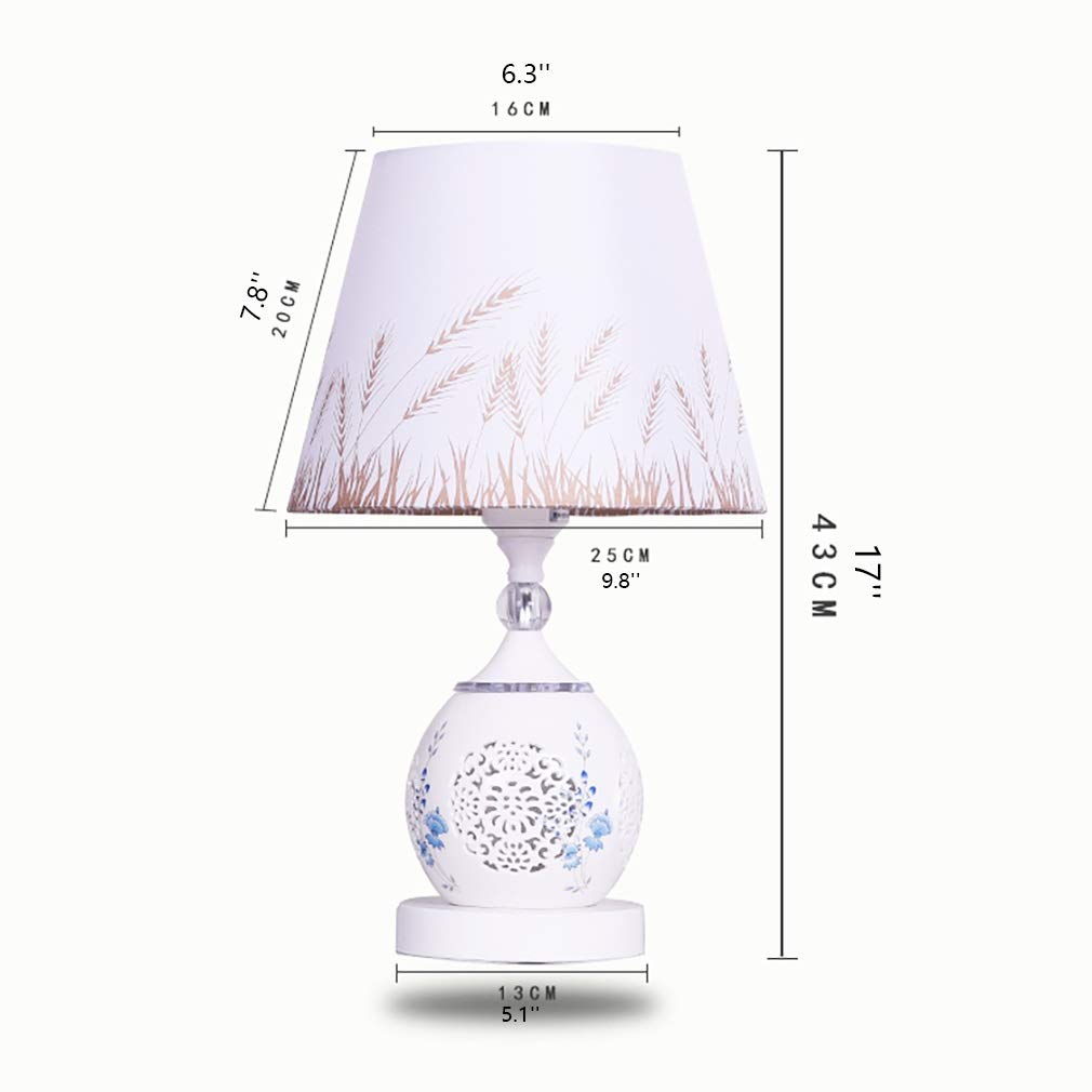 Ceramic Nightstand Lamp with Linen Shade - Stepless Dimming Bedside Table Lamp with Night Light for Bedroom, Living Room & Office (3 Color Options) - Perfect for Reading, Relaxing & Creating Ambiance