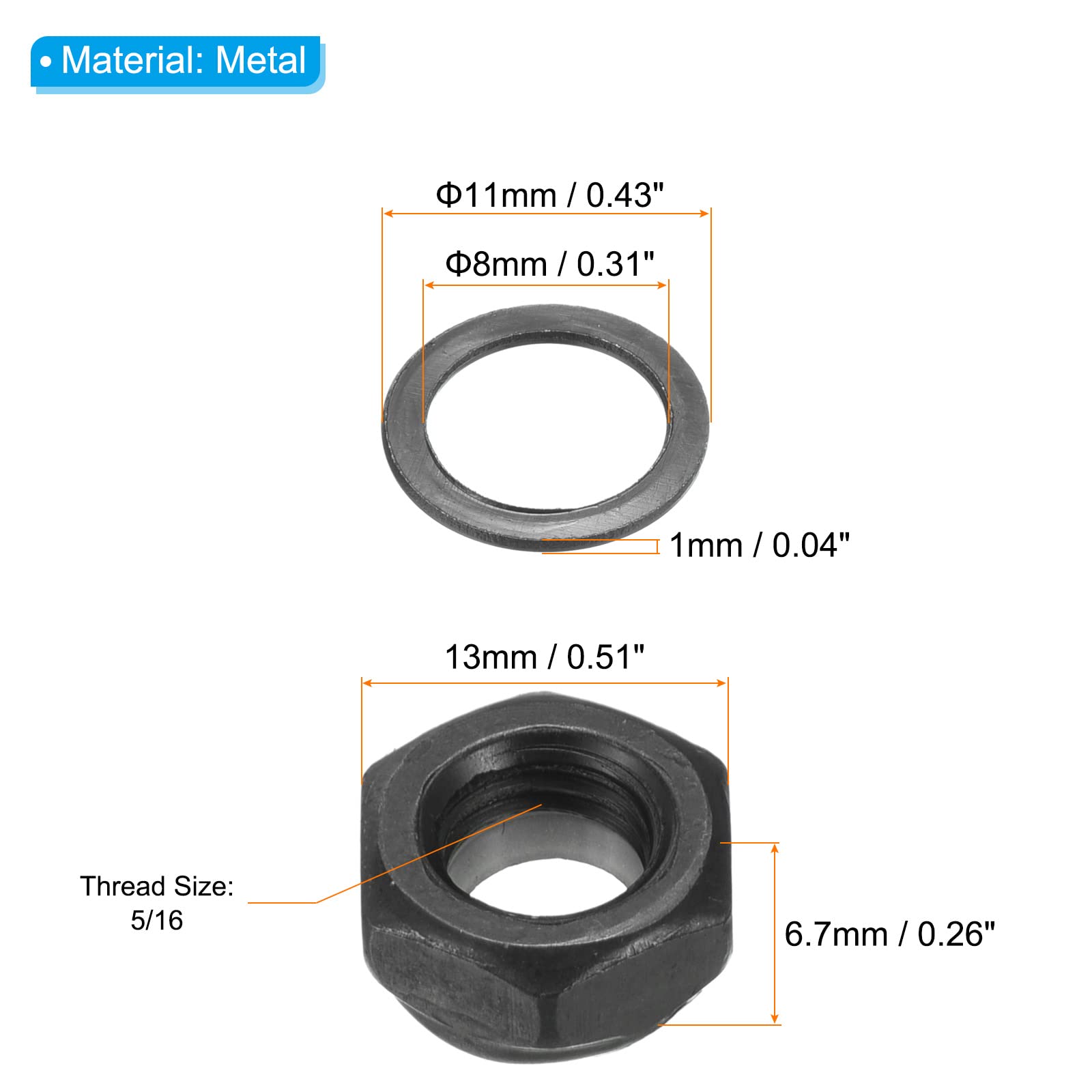 PATIKIL Skateboard Lock Nuts Set - Skateboard Truck Axle Washers & Spacer Hardware Repair Kit for Longboard, Cruiser - Perfect for Skateboard Maintenance & DIY Repairs
