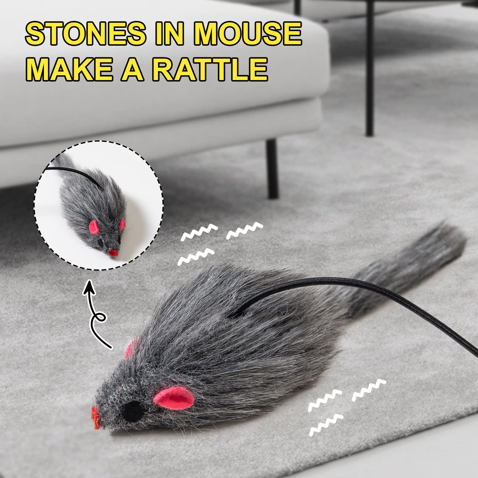 2PCS Hanging Cat Toy Set - Interactive Self Play Kitten Toys with Adhesive Hooks for Indoor Cats | Stimulating Mouse Toy for Home Alone Play & Training | Perfect for Boredom Relief & Exercise