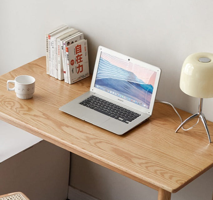 Premium Oak Solid Wood Office Desk - Bay Window Writing Desk for Home & Workspace - Perfect for Study, Work, and Home Office Use