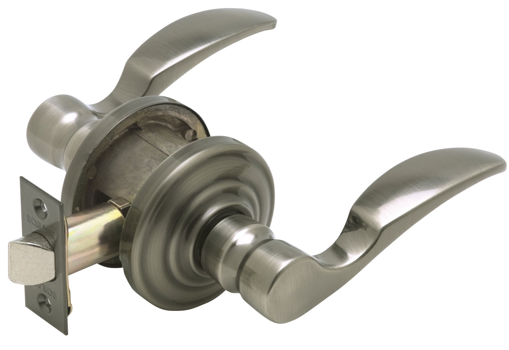 Schlage St. Annes Passage Lever Door Handle - Andover Rose & Antique Pewter Finish | Secure & Stylish Entry Door Hardware for Home & Office Use