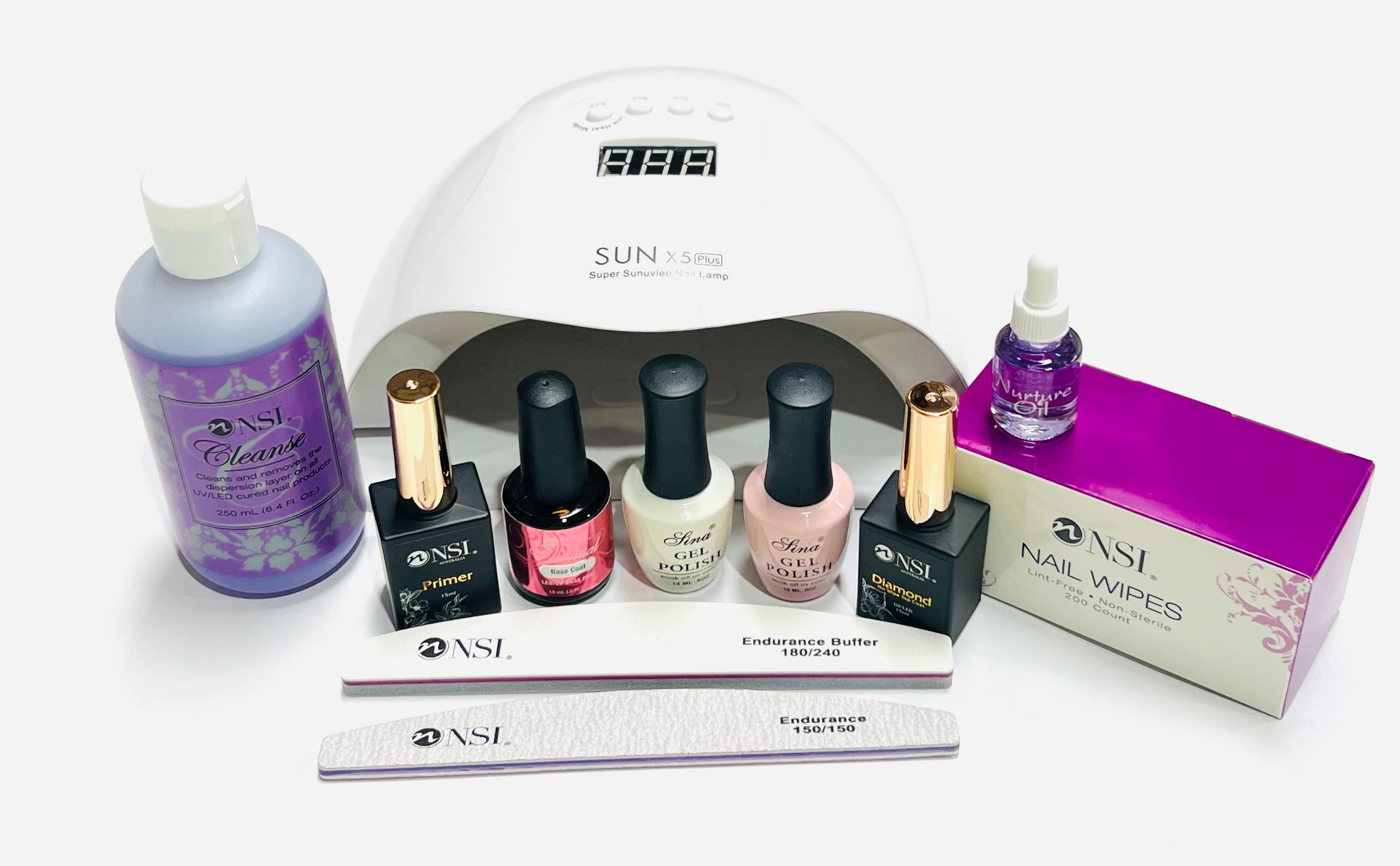Professional NSI Gel Polish Kit for Long-Lasting Nails - At-Home & Salon Manicure & Pedicure Set with LED Lamp - Perfect for DIY Nail Art & Gel Extensions