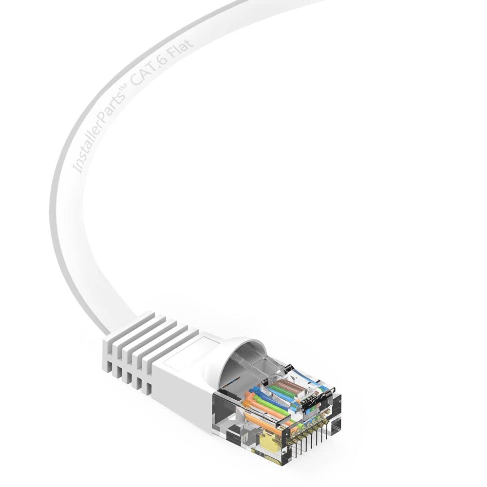 50-Pack CAT6 Ethernet Cable Flat 10FT White - 10Gigabit/Sec High-Speed Internet Network Cable (550MHz) for Home Office, Gaming & Streaming Setup