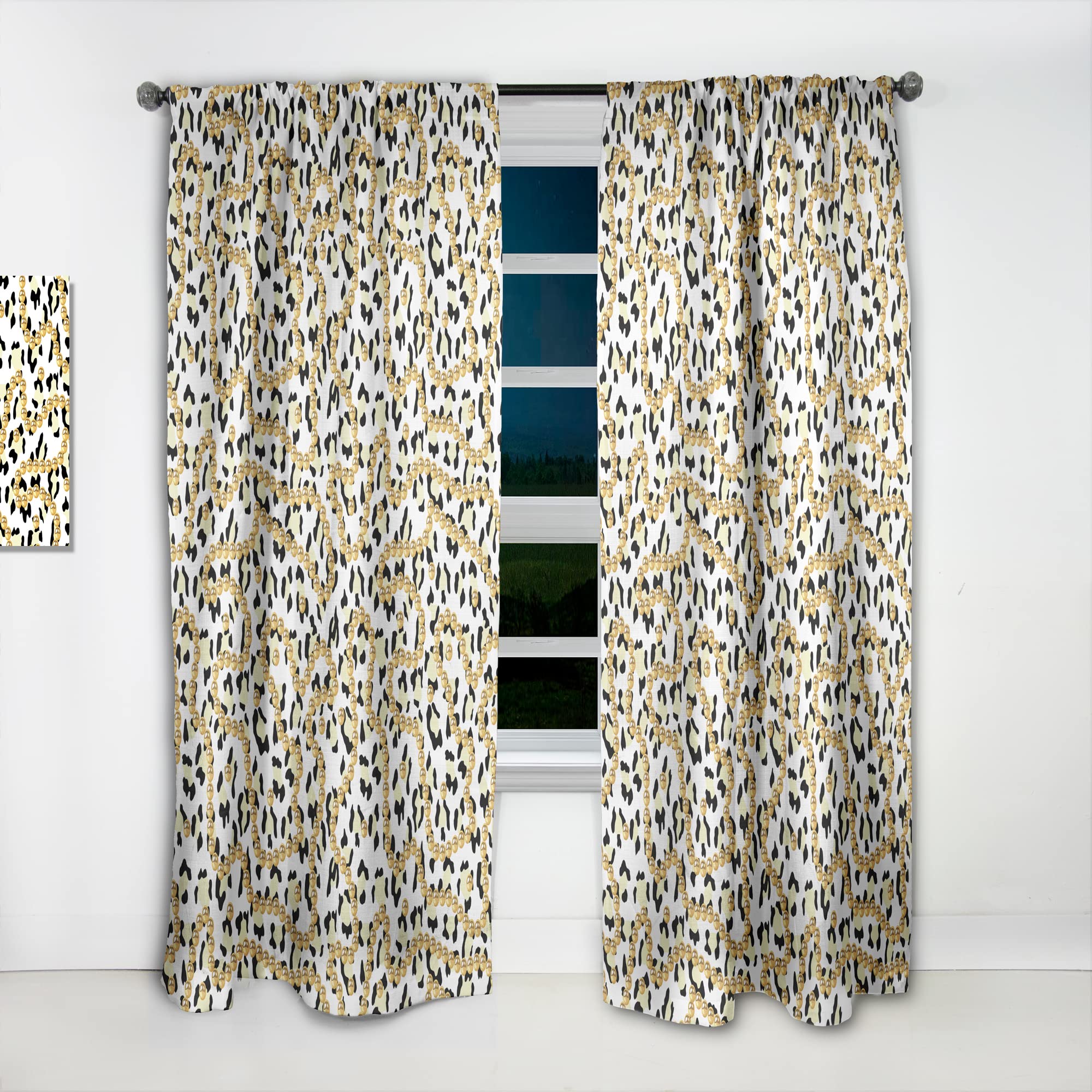 DesignQ Leopard Print Safari Thermal Insulated Curtains - Single Panel 52x84 Inches - Blackout Drapes for Bedroom & Living Room - Perfect for Jungle Theme Decor & Sun Protection