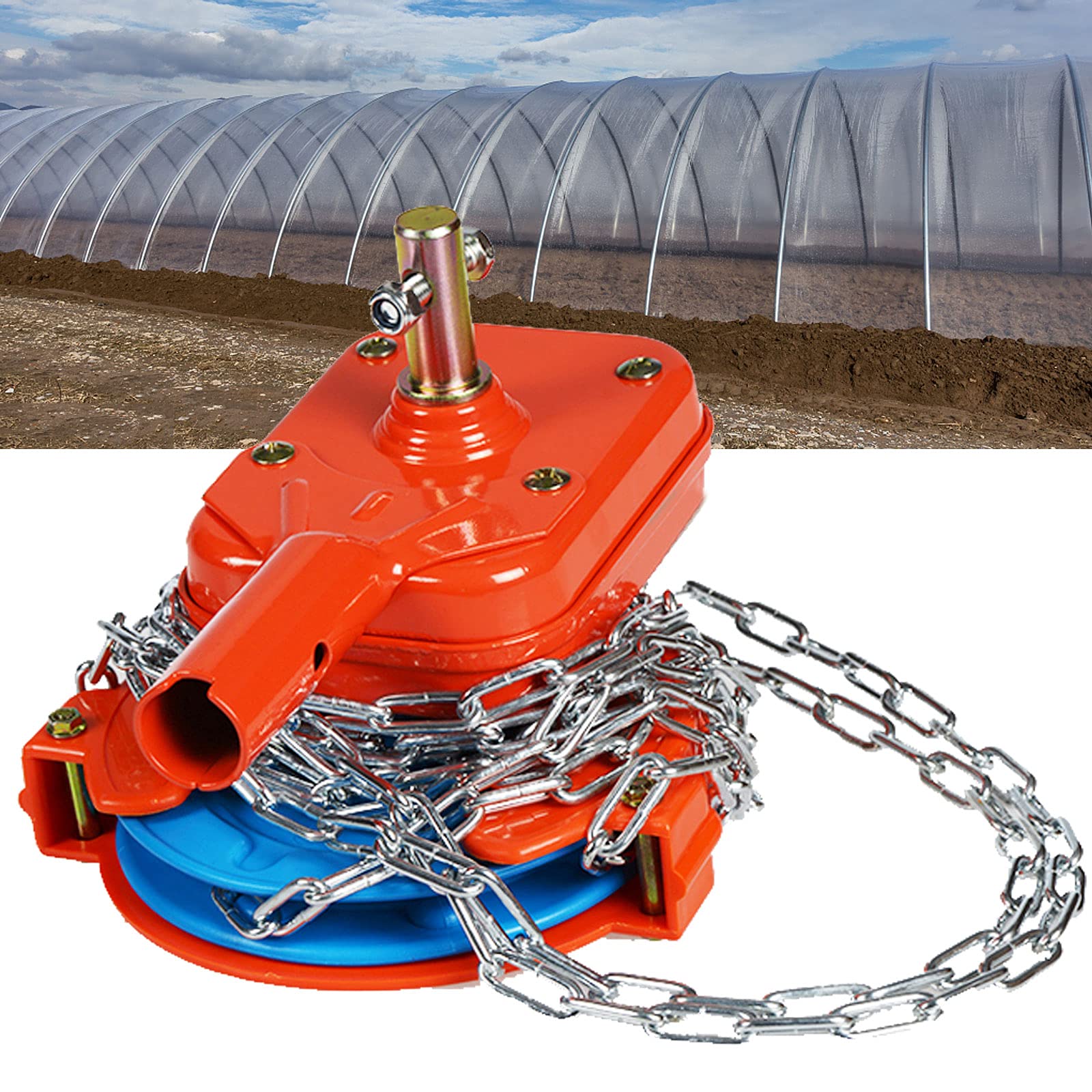 Manual Winch Greenhouse Roller - Sidewall & Roof Film Coiling Device for Ventilation | 4m/6m/8m Chain Length | Perfect for Greenhouse Temperature Control & Airflow Management