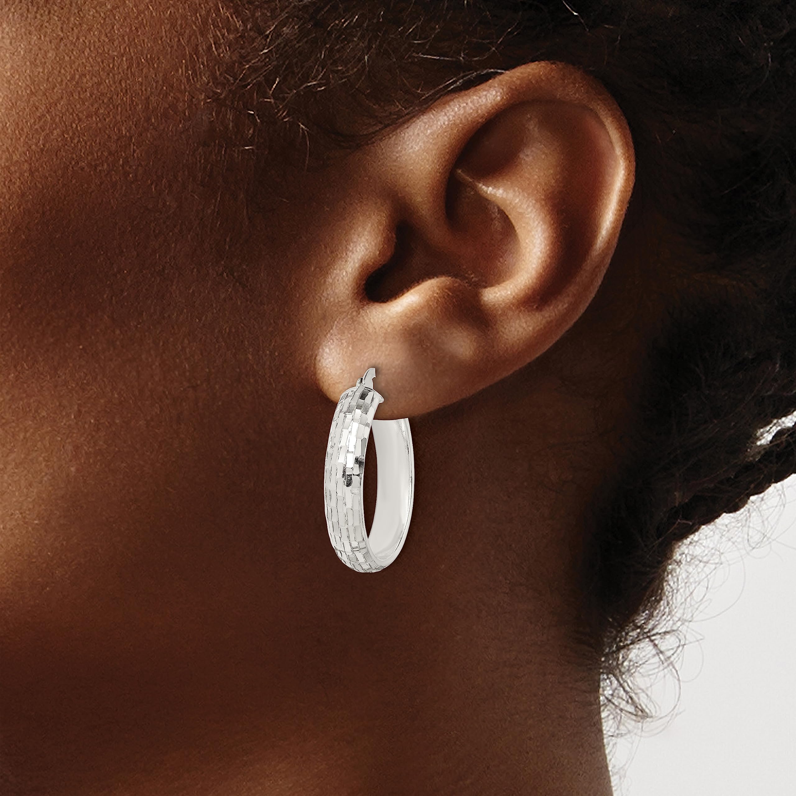 925 Sterling Silver 5mm Round Medium Hoop Earrings for Women - Hypoallergenic Dainty Everyday Jewelry - Perfect for Work, Date Night & Gift Giving