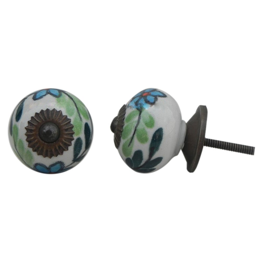 Premium 2-Pack Multicolor Frangipani Flower Ceramic Drawer Knobs - Elegant Cabinet & Dresser Hardware for Kitchen, Bathroom & Furniture Upgrade - Perfect for Home Decor & DIY Renovation Projects
