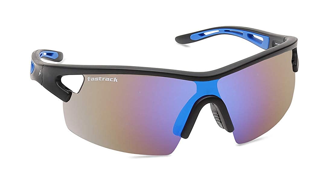 Fastrack Wraparound Sports Sunglasses with Mirror Lens - P437BK1 for Running, Cycling & Outdoor Activities
