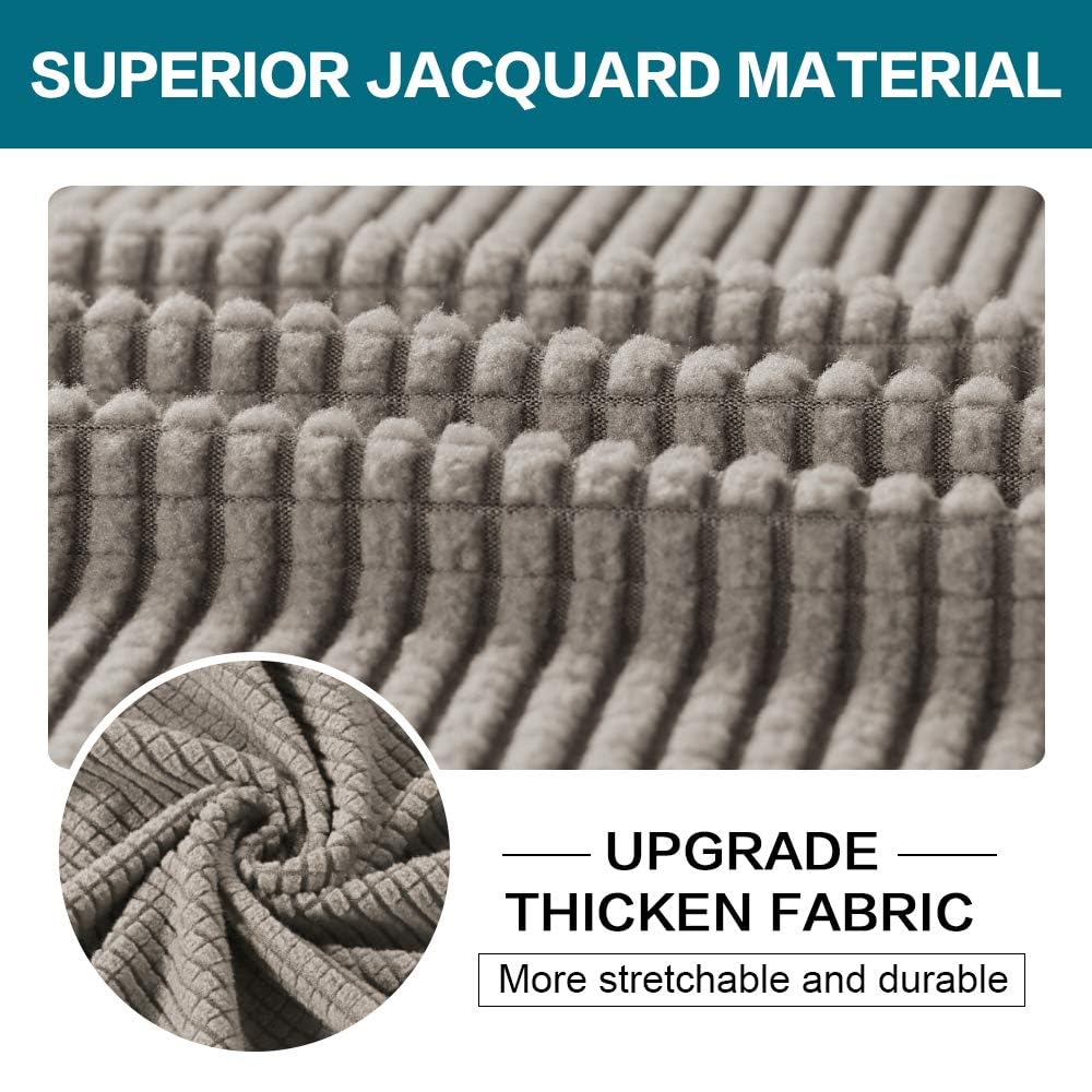 Turquoise 4-Piece Stretch Sofa Cover Set for 3-Cushion Couches - Pet-Friendly Jacquard Fabric Couch Protector with Individual Cushion Covers, Washable & Durable (Taupe) - Perfect for Pet Owners & Living Room Protection