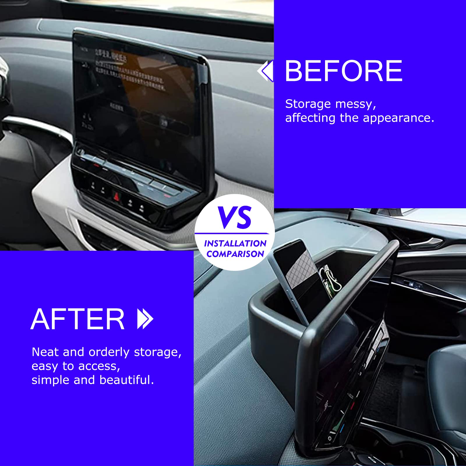 2023 VW ID.4 Dash Storage Tray Organizer - Perfect Fit for Volkswagen ID.4 ID4 2021 2022 2023 Models (12’’ Navigation Screen Only) | Center Console Accessory for Phone, Keys & Small Items | Ideal for Road Trips & Daily Commuting