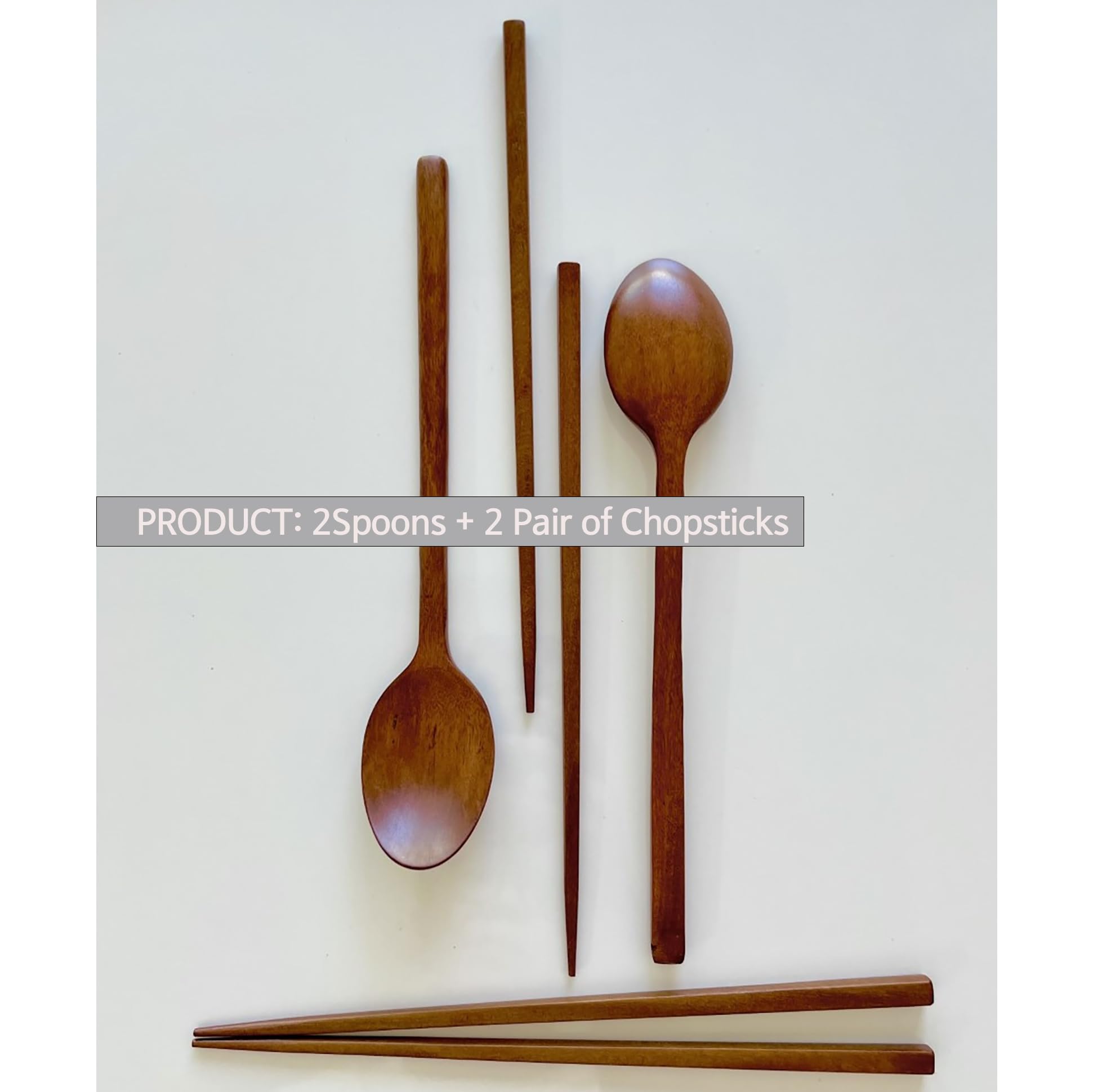 Premium Korean Natural Lacquer Wooden Chopsticks & Spoon Set - Handcrafted Jujube Wood with Ottchil Coating - Elegant Gift for Mom (2-Piece Set) - Perfect for Asian Cuisine, Home Dining & Special Occasions