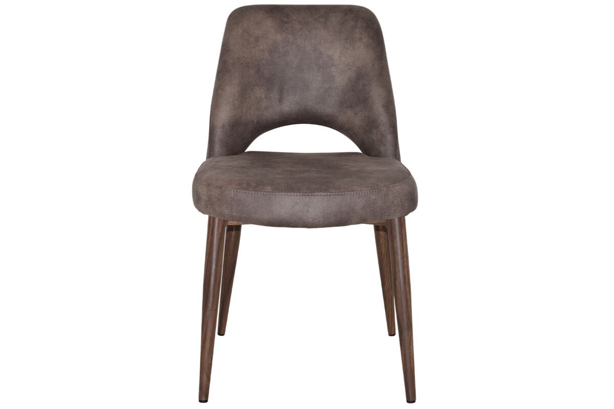 EZ Hospitality Cairo Indoor Armless Chair with Metal Base - Light Walnut Finish, 4-Leg Design for Dining Room, Office, or Waiting Area