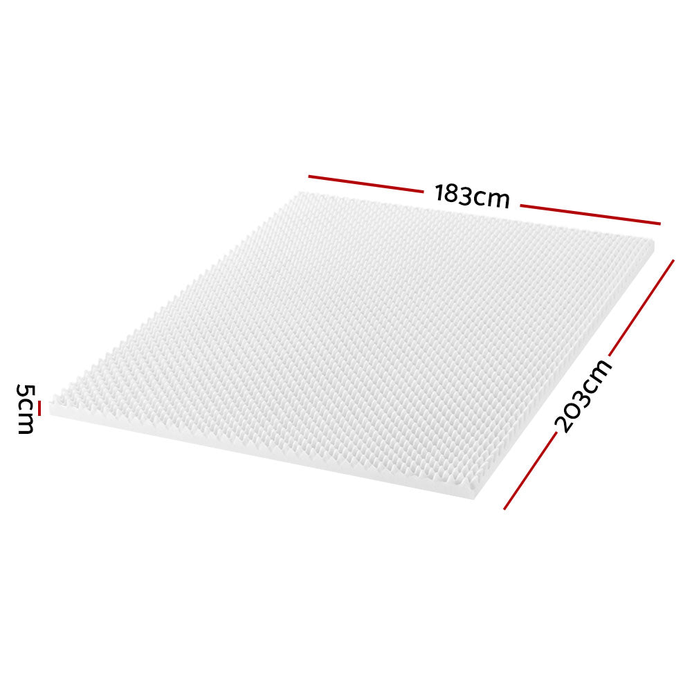Giselle Egg Crate Foam Mattress Topper - Cooling Bed Protector & Comfortable Underlay for Back Pain Relief - Perfect for Guest Beds, Dorm Rooms & Home Use